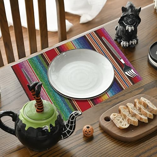 Miniatura 3 de Artoid Mode Paquete de 100 manteles individuales de papel mexicano con rayas coloridas a granel, 10 x 14 pulgadas, mantel individual desechable para