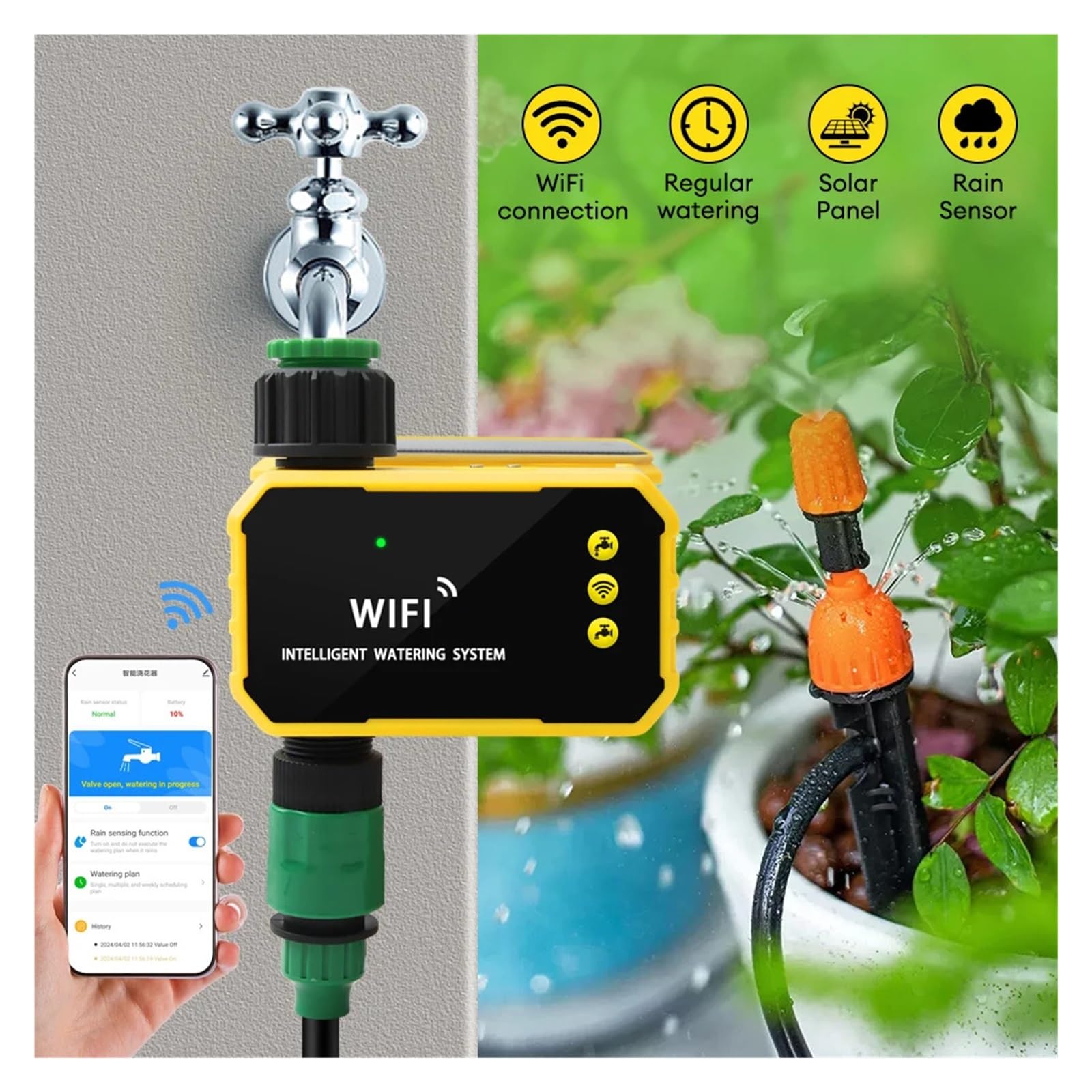 Inteligentny Sterownik Zaworu Tuya WIFI Solarny Automatyczny Zegar Do Nawadniania Ogrodu Ogród Zraszacz Kropelkowego