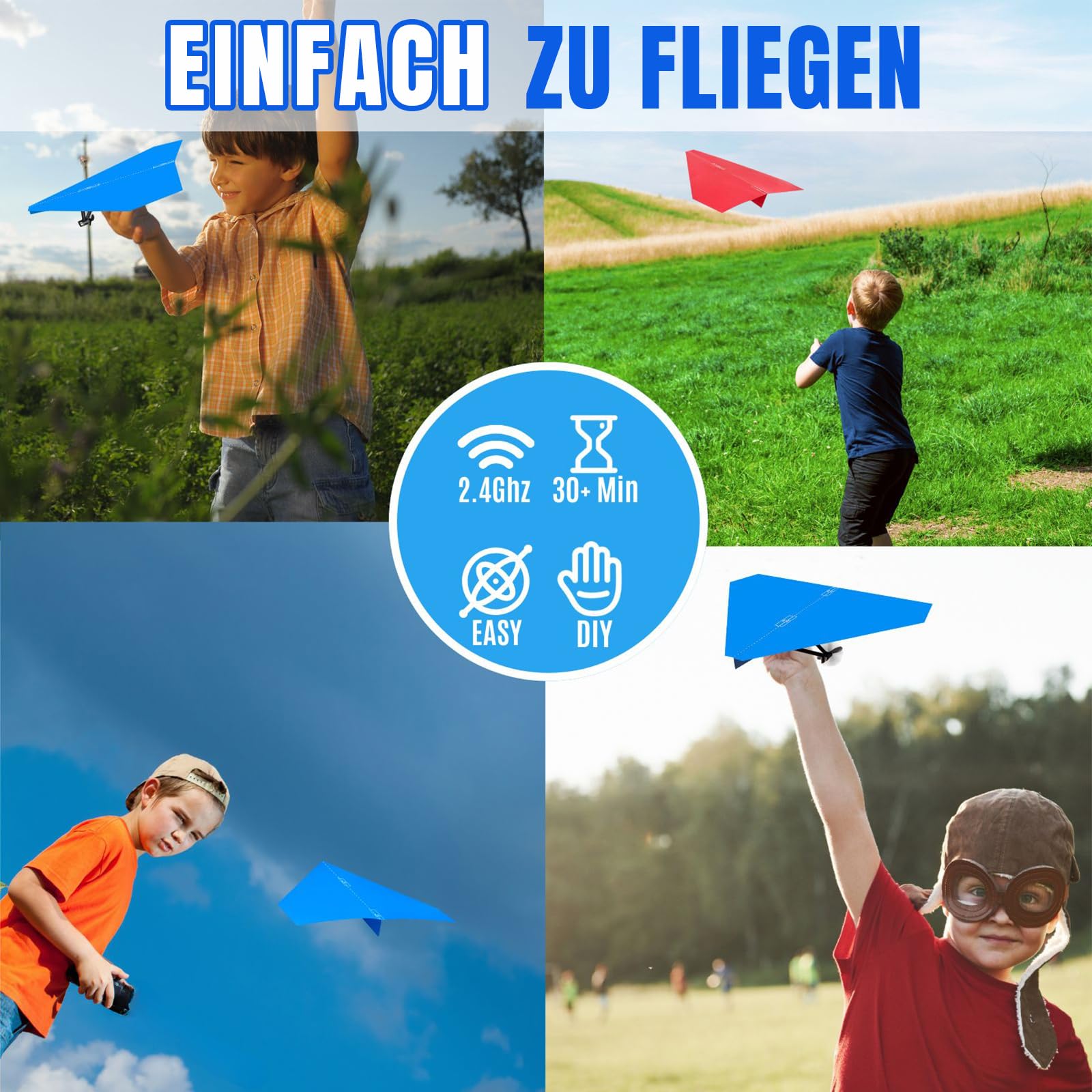 HAWK'S WORK RC Papierflugzeug, Ferngesteuertes Flugzeug mit Bunten Papieren, Superleichtes Flugspielzeug für Kinder DIY STEM KIT (Birdy X 2.0)