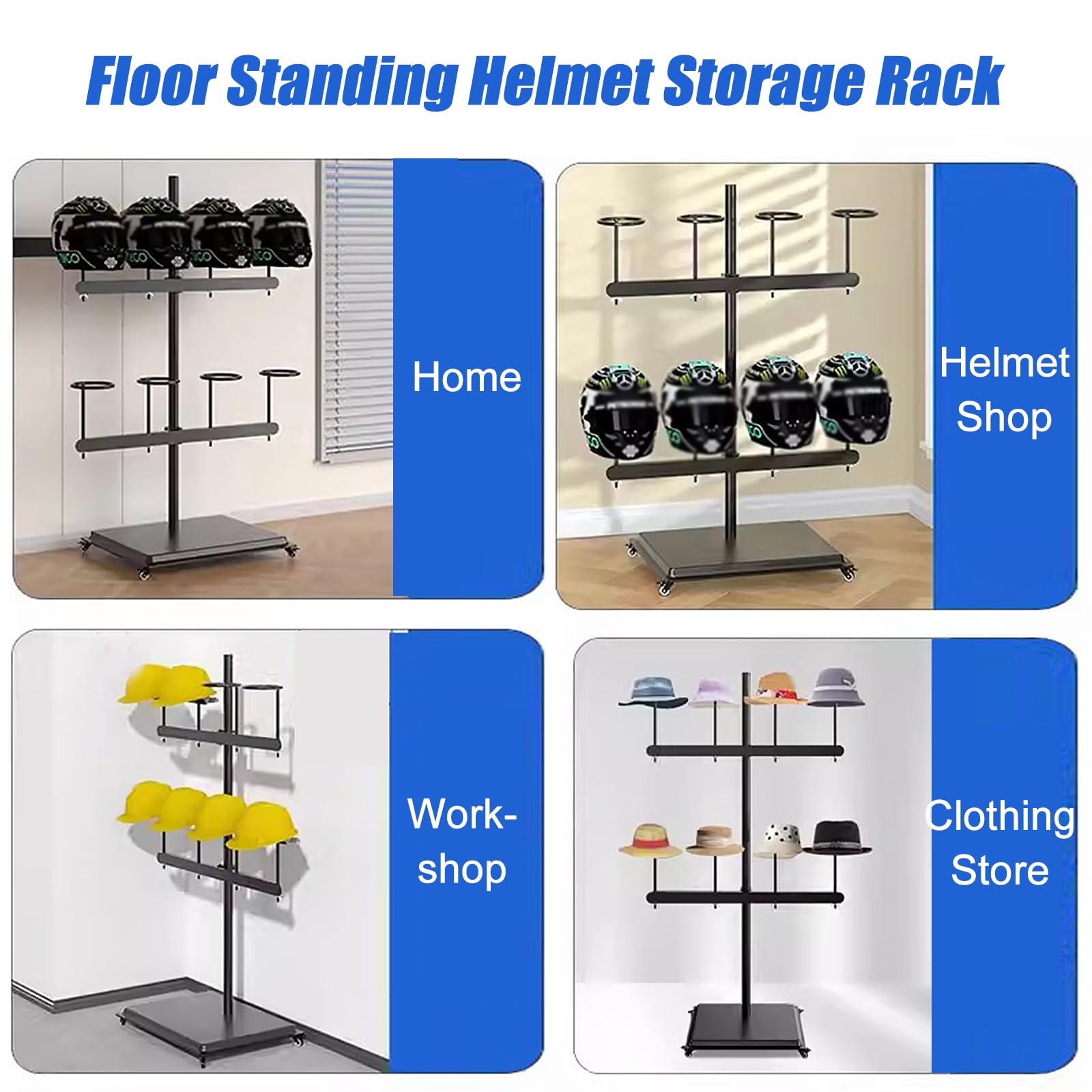 Soporte para Sombreros Independiente, Ajustable, para Cascos y Sombreros, Organizador de Cascos de Seguridad para Carreras/vehículos eléctricos/Obras de constru,