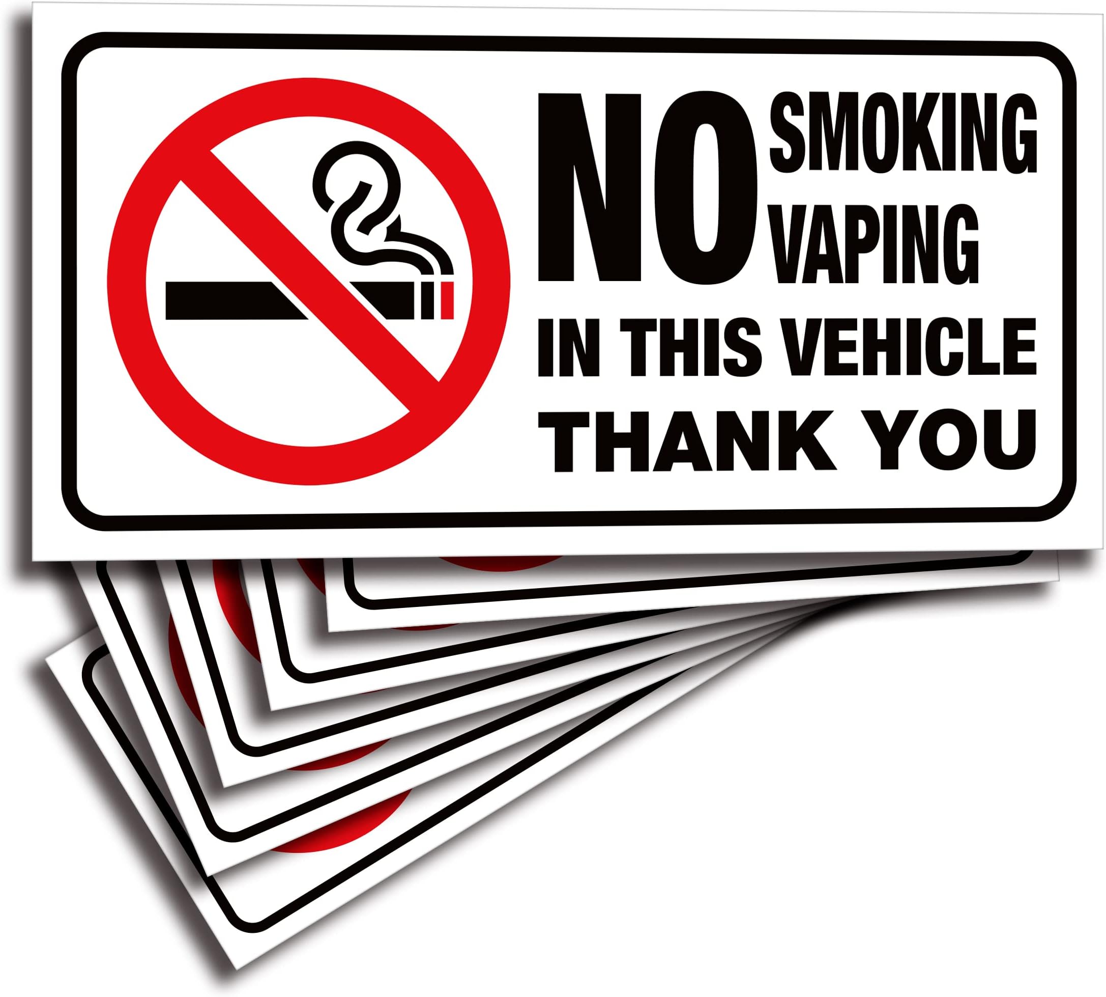 iSYFIX No Smoking No Vaping for Vehicles Stickers - 6 Pack 3x1.5 inch - Premium Front Adhesive Vinyl, Labels, Laminated for Ultimate UV, Weather, Scratch, Water & Fade Resistance, Indoor & Outdoor