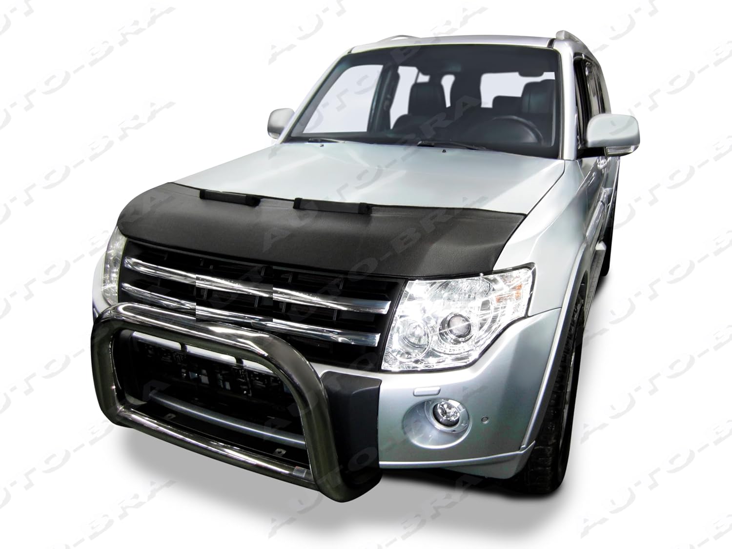 AB3-00296 Carbon Fibre Look Hood Bra Front End Nose Mask Compatible with Mitsubishi Pajero Shogun Montero Since 2006 Bonnet Bra