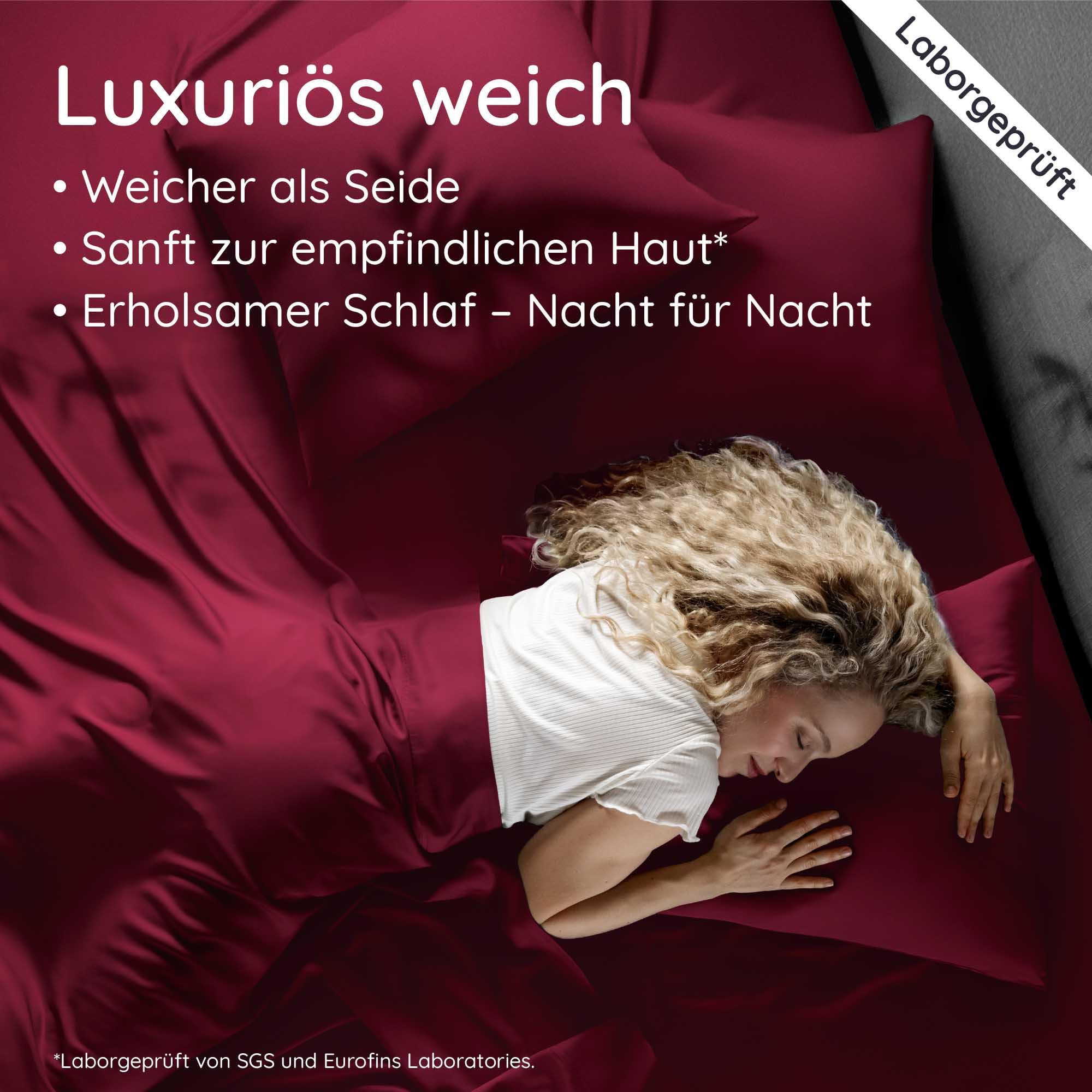 Bambaw Bambus Bettlaken ohne Gummizug 180x290 cm, hypoallergene für Allergiker Bettwäsche, 100% nachhaltige Bambus Bettwäsche, weiche Überschlaglaken, Bettlaken Sommer kühl ohne Gummi (Burgunderrot)