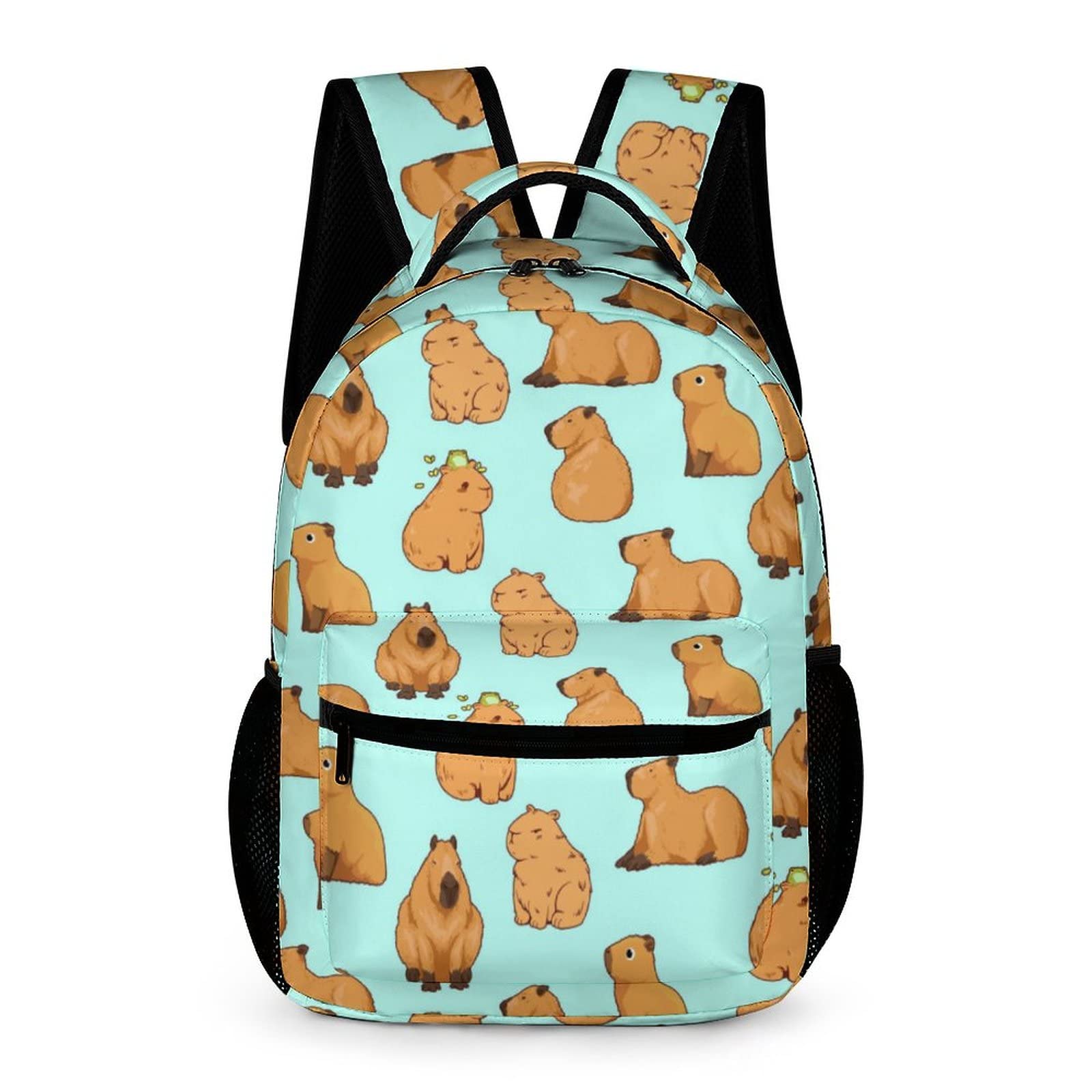 Ueshiramanu Capybara Backpack for Kids Boys Girls Polyester Fashion School Bag Print Travel Stylish Laptop Bookbag Gift Blue