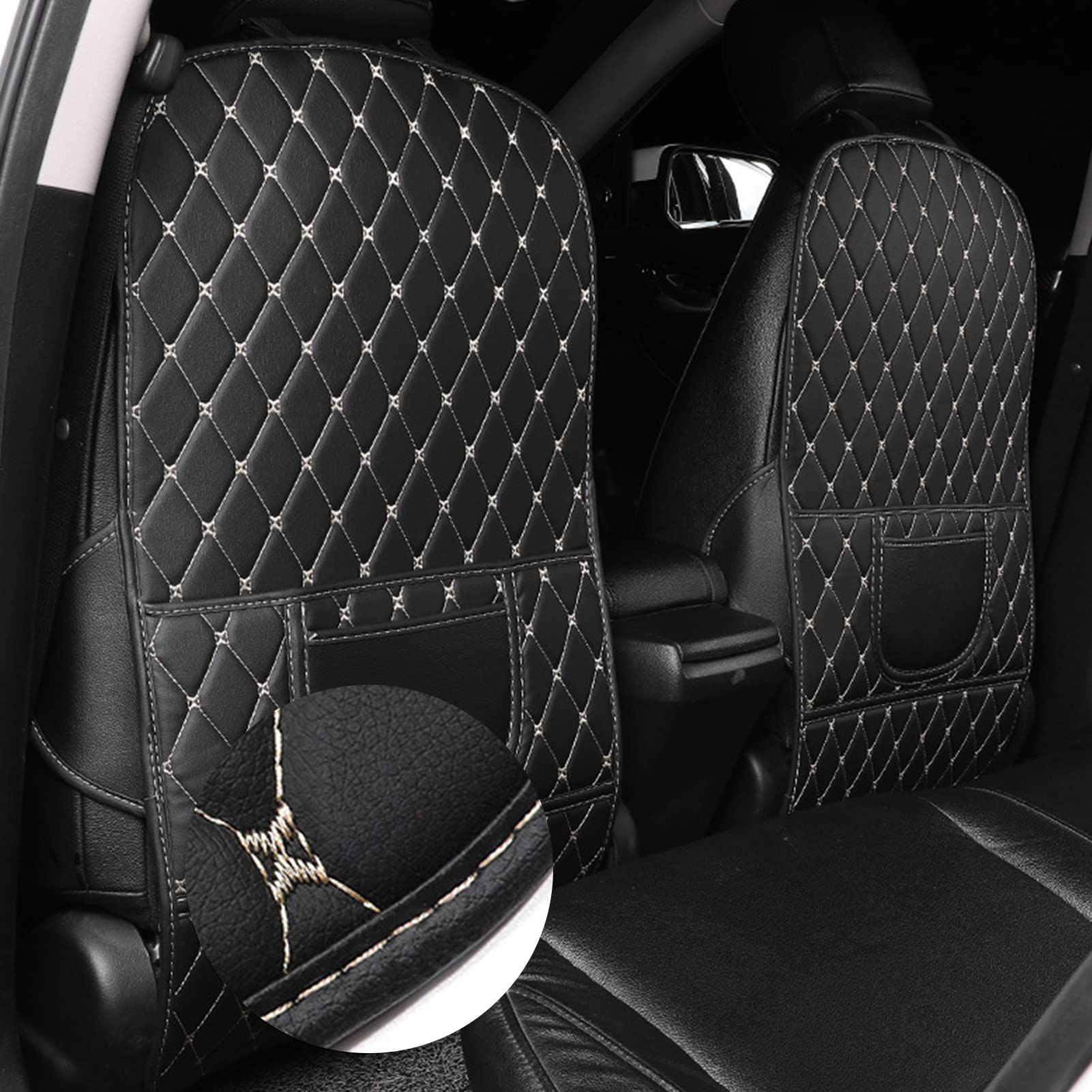 Bouclier Arrière de Siège de Voiture en Cuir PU, Couverture de Tapis de Protection de Siège Arrière, Facile à Nettoyer (Plus gros)