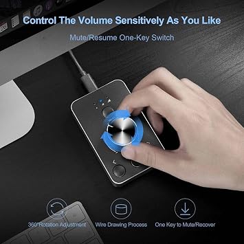 Multimedia Controller Knob with One-Click Mute Function and 3 Volume Control Modes Audio Adjust