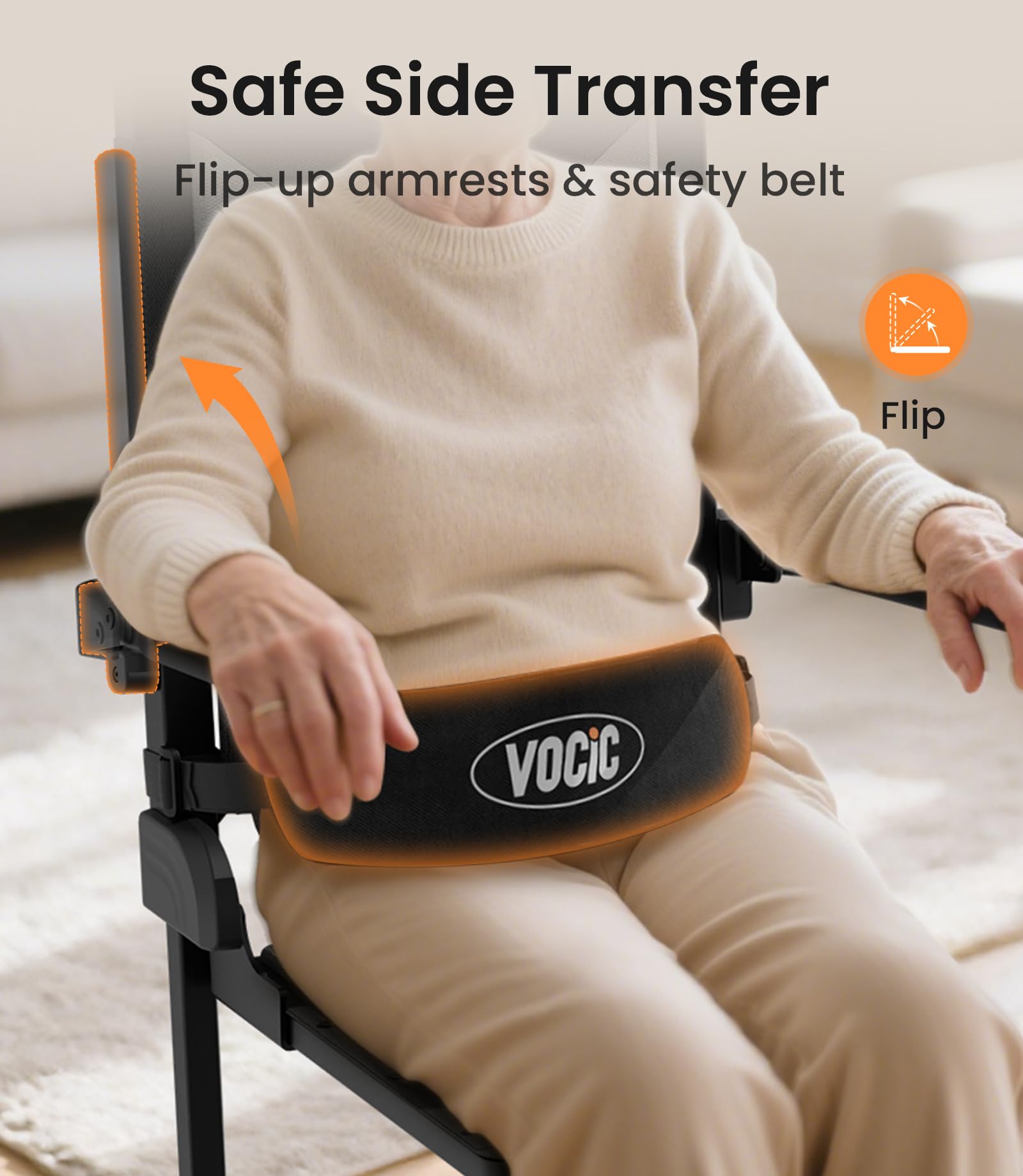 VOCIC AX25 - Sedia elettrica per alzarsi dal pavimento fino a 160 kg, leggera e mobile, con grandi ruote posteriori, compatta, ideale per anziani a casa e cura