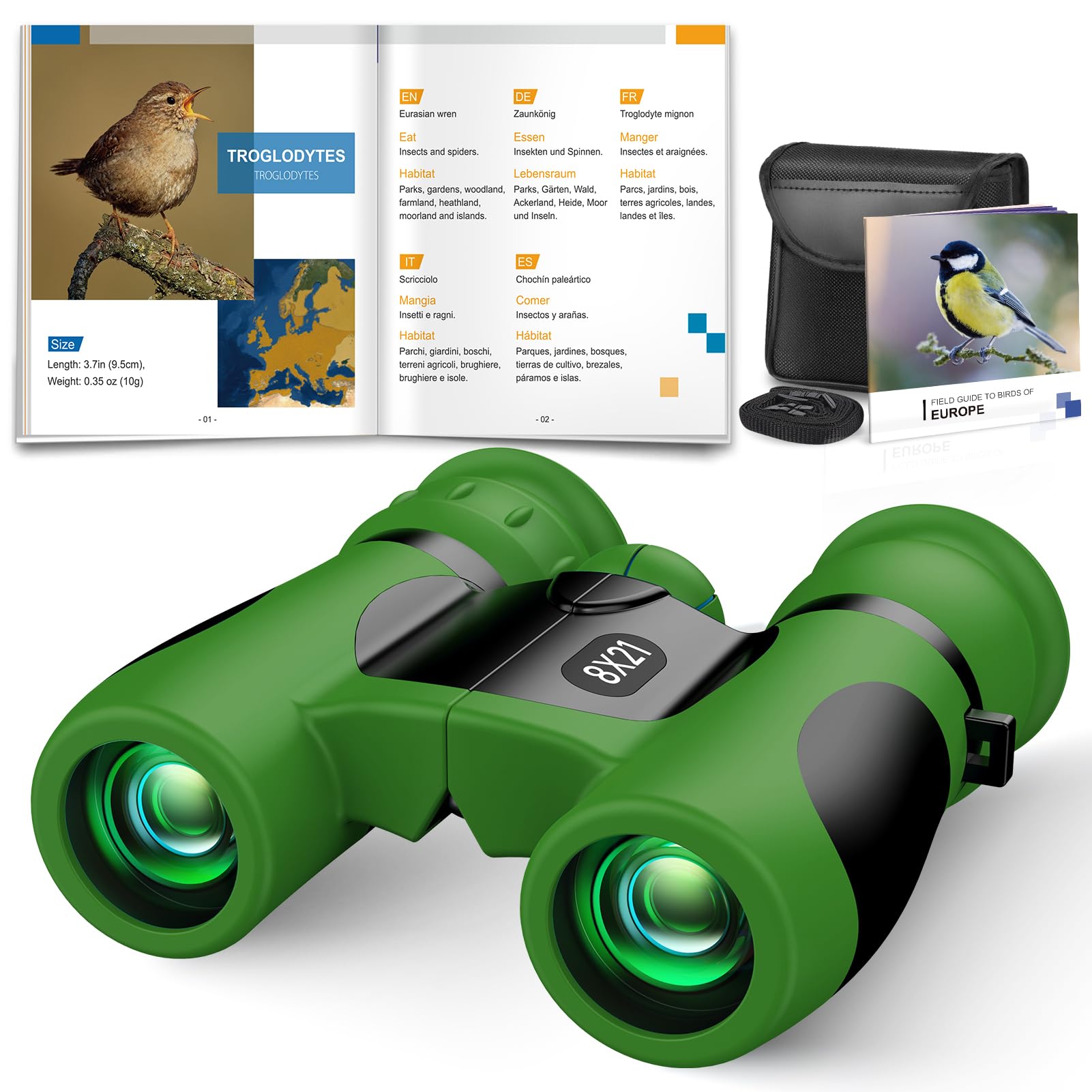 Upgrade Impermeabile Compatto Binocolo per Bambini - 8x21, All'aperto Idea Giocattoli Regalo