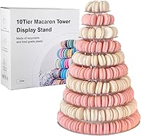 kithing 10-Tier Macaron Tower Stand - Adjustable Round Cupcake Dessert Display Rack for Weddings, Birthdays, Parties (Holds 237 Macarons)