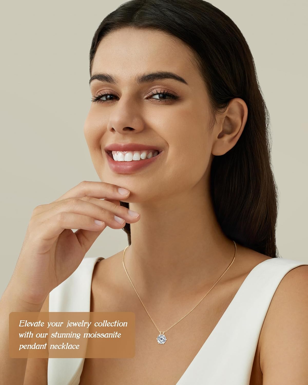 2CT Moissanite Pendant Necklace for Women, D Color VVS1 Moissanites 925 Sterling Silver 6 Prong Solitaire Pendant, Adjustable Necklace for Wife, Mom Birthday Gifts - Image 2