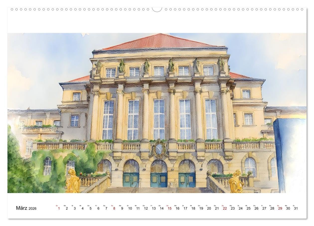 DOCUMENTA-Stadt Kassel (Wandkalender 2026 DIN A2 quer), CALVENDO Monatskalender: Tradition und Moderne im Aquarellstil (CALVENDO Orte)