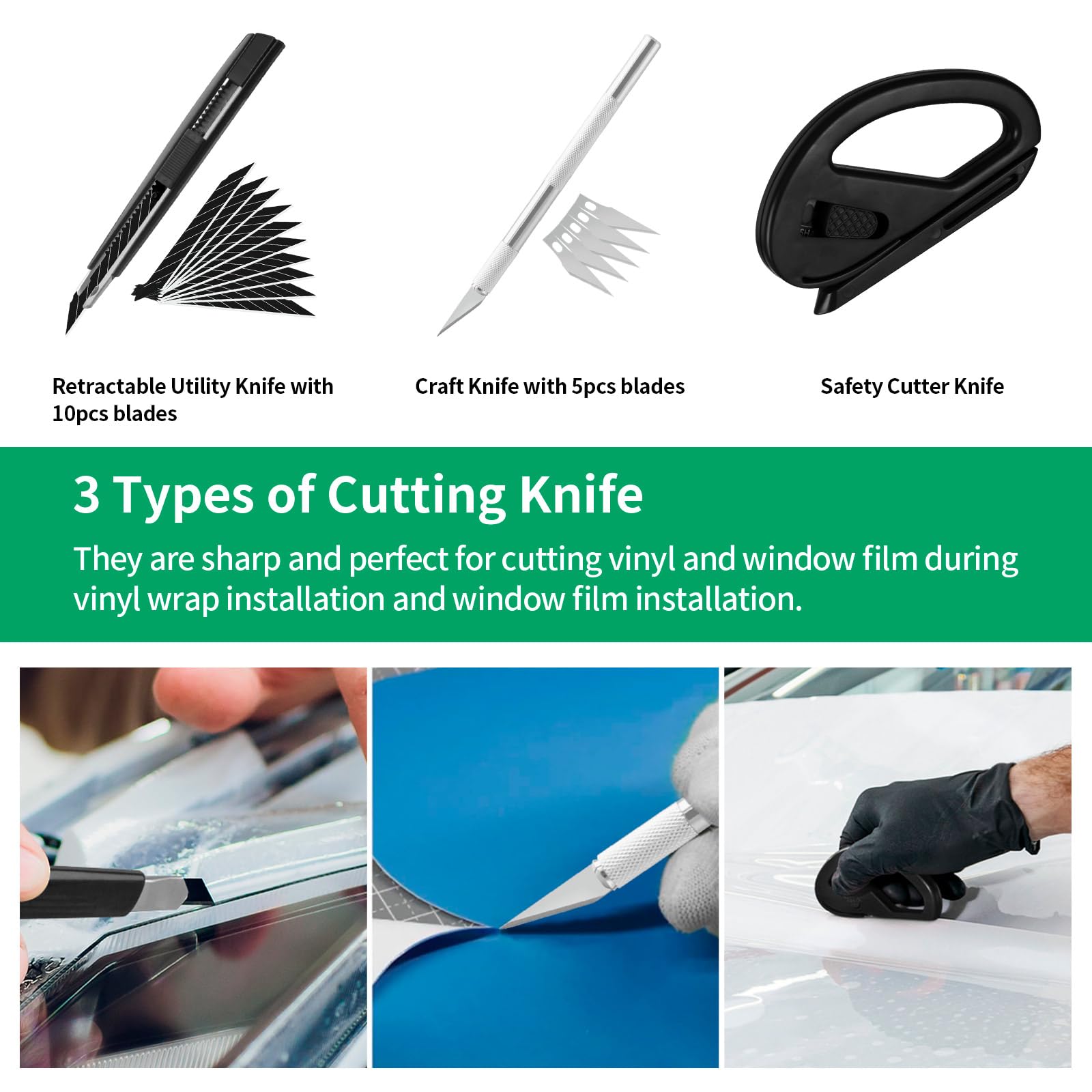 Arayker Kit d'outils d'application de film vinyle pour véhicule | Outils d'emballage de voiture avec support magnétique en vinyle pour emballage de voiture, teinture de fenêtre