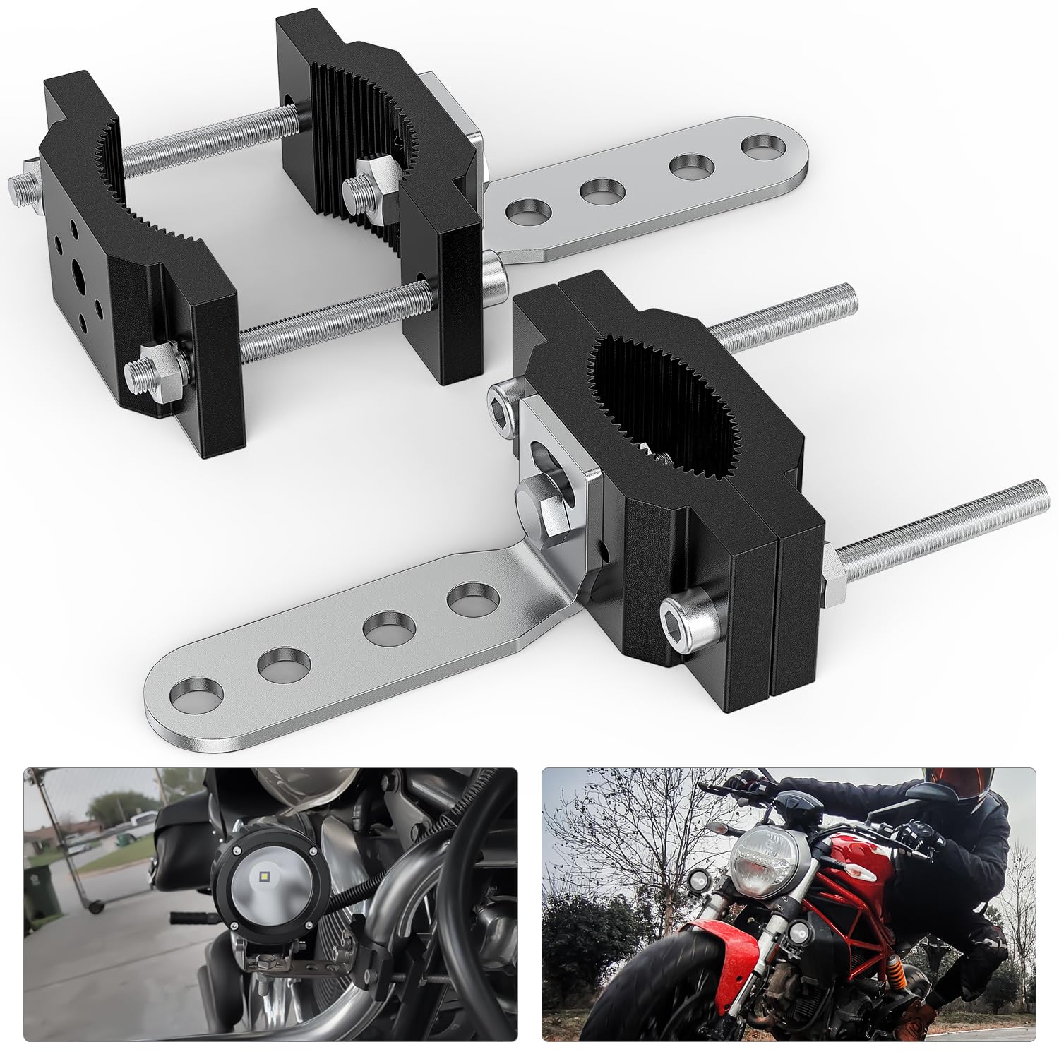 Nilight Motorcycle Light Clamp Brackets fit from 0.7 to 2 Inch Round Tube