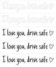 5 Stück I Love You Drive Safe Aufkleber, Ich Liebe Dich Fahr Vorsichtig Aufkleber für Autospiegel, Wasserdichtes Vinyl (Weiß, Schwarz, 11 x 2 cm)