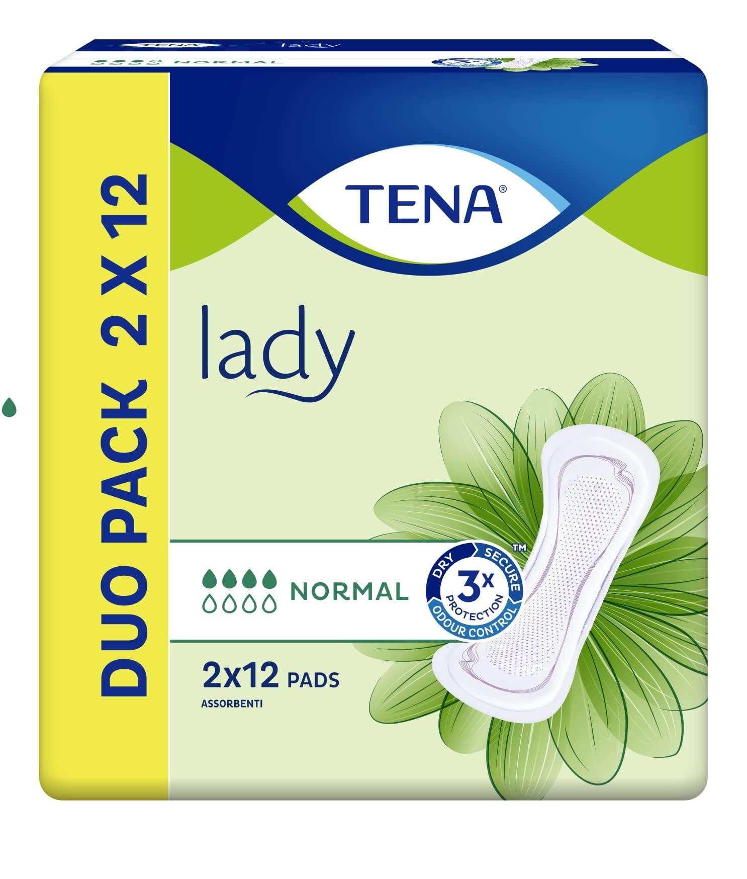 TENA Lady Normal - Assorbenti per perdite urinarie femminili, discreti e confortevoli, 24 assorbenti