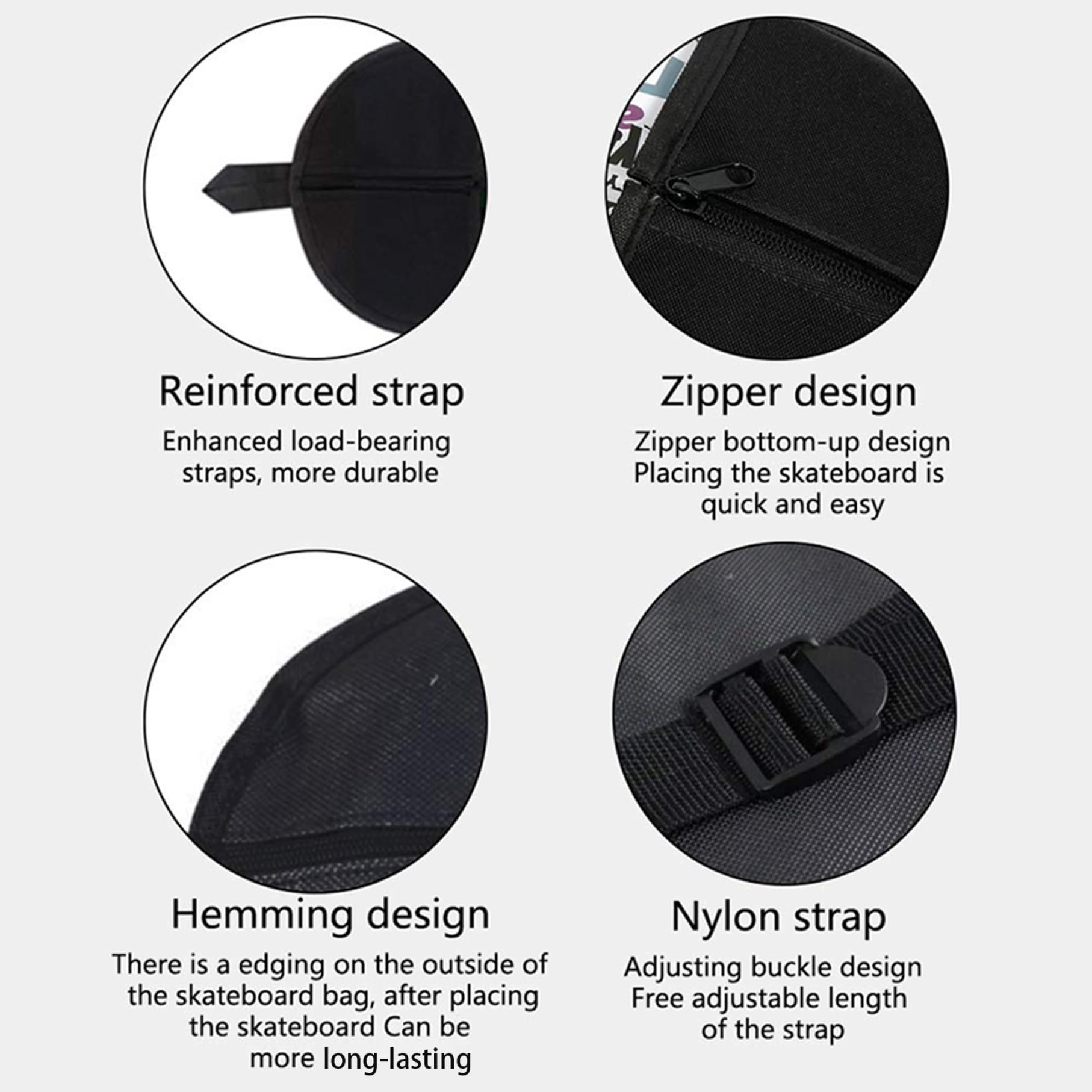 Sac de Skateboard, Sac de Transport étanche pour Longboard avec Sangles réglables, étui pour Skateboard 78-80 cm