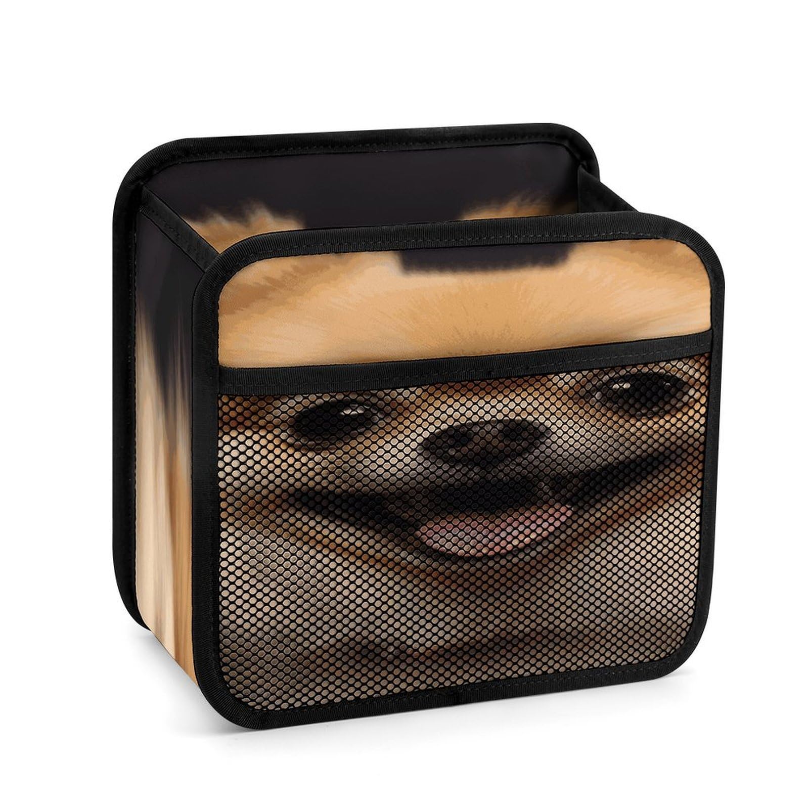 Btcowzrv Style Happy Short-Haired Pomeranian Car Seat Back Organizer, Pu Leather Hanging Backseat Car Organizer With Elastic Mesh Pocket, Storage Bag For Most Vehicles
