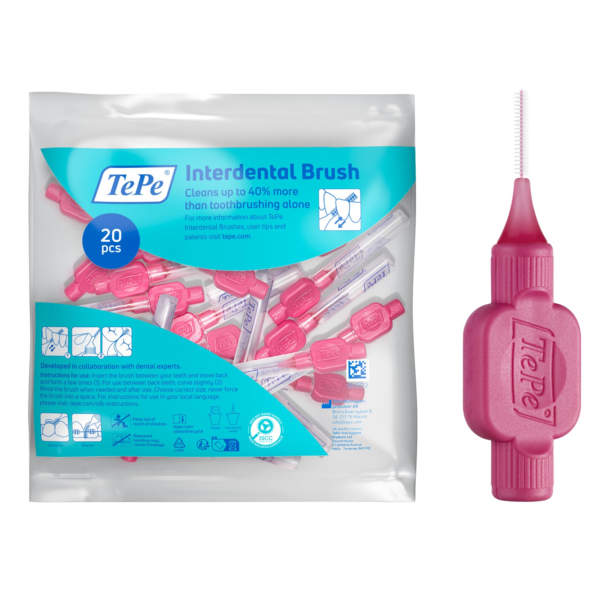 Tepe Interdental Brushes | Pink (Size 0) |1 X Pack Of 20 Brushes