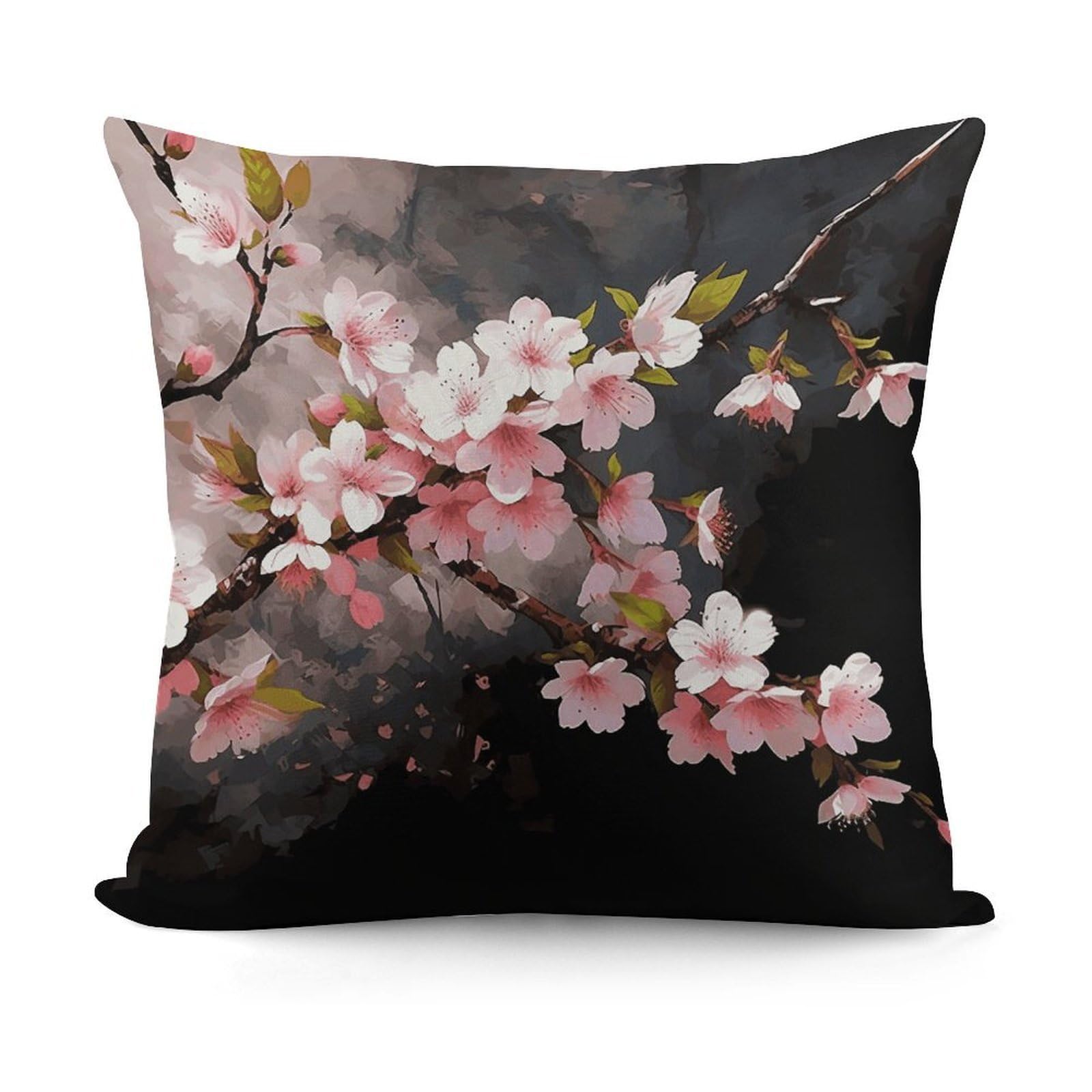 VstaDank Tempting Cherry Blossoms Pillow Covers Soft Plush Decorative Square Pillow Cover Modern Breathable Pillowcases Pillowcase with Invisible Zipper 18x18 Inches for Sofa Living Room