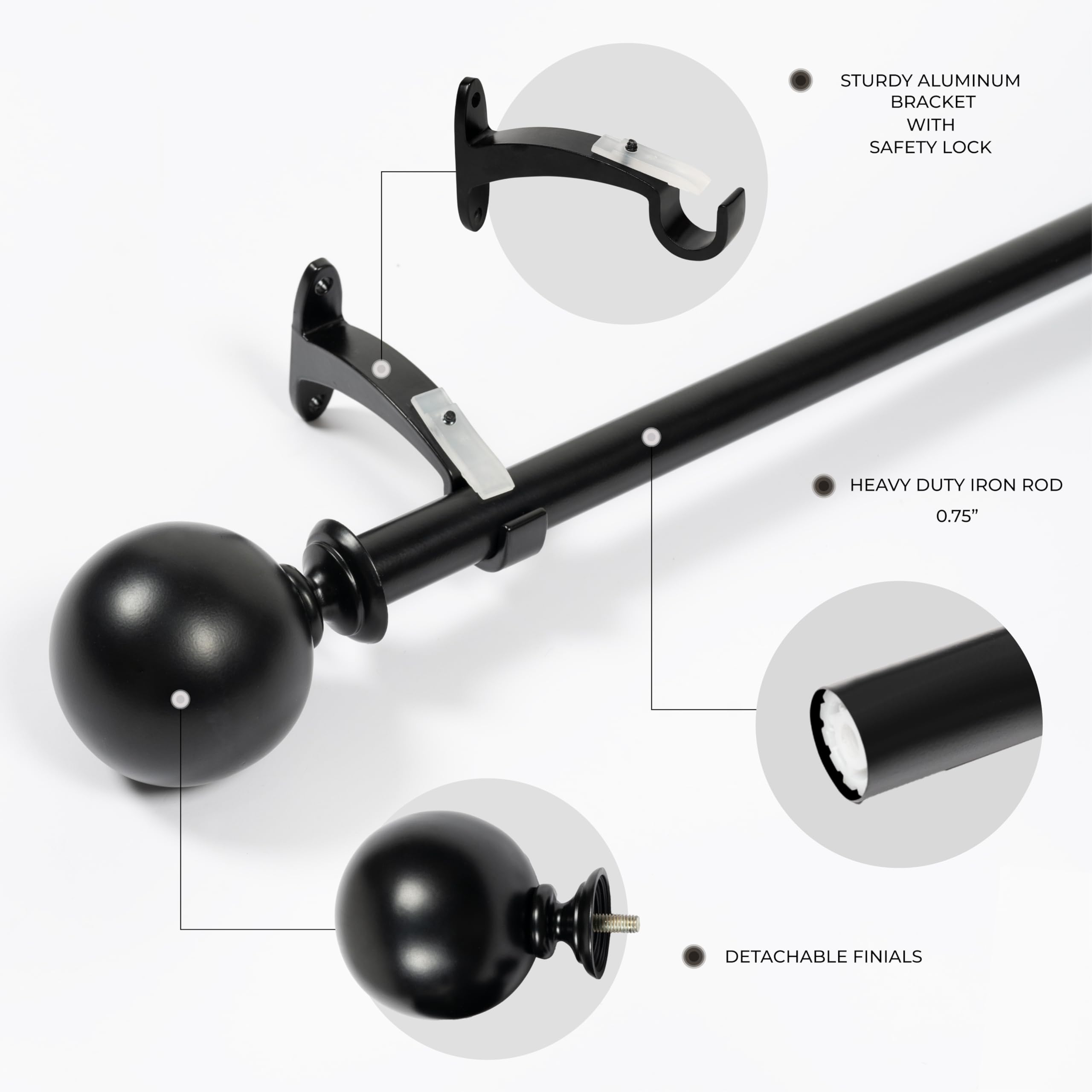 Iron Rods For Windows French Door Curtain Deco Window Adjustable Curtain Rod – Heavy Duty 1 ...
