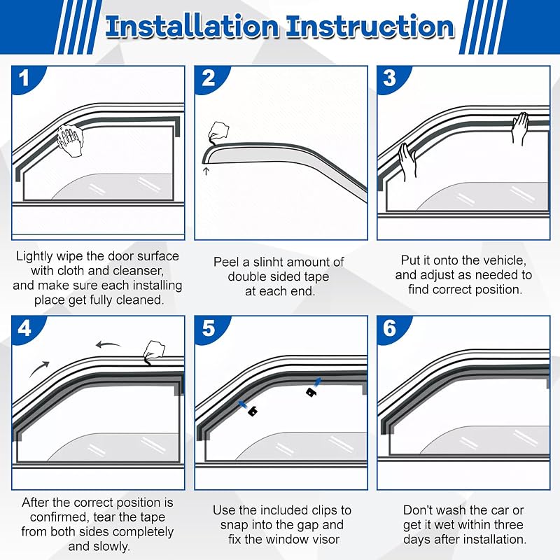 ZWPARTS Szélterelő Készlet VW T5 T6 Modellekhez - 2db Fekete Öntapadós Ablak Légterelő, Eső és Szélvédő, Klipsszel Rögzíthető Oldalsó Ablako
