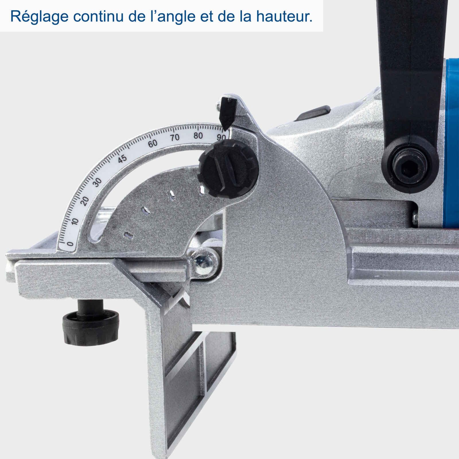 Scheppach Flachdübelfräse BCJ900 Nutfräse Fräsmaschine inkl. 60 Flachdübel & Staubbeutel | 900W Leistung | Nuttiefe max. 18mm | Nutbreite 4mm | Schneidscheiben-Ø 100mm | Schneidscheibenbohrungs-Ø 22mm