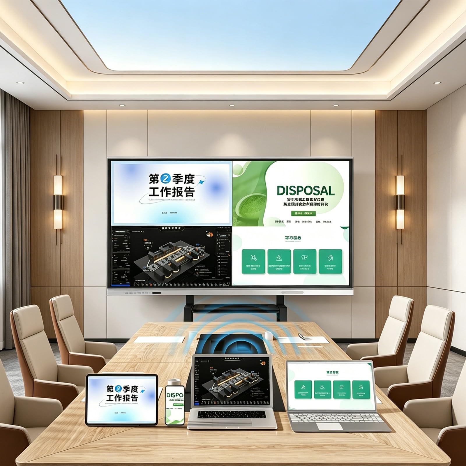 Interaktives Touchpanel für Unterricht im Klassenzimmer Großer 4K-Ultra-HD-Bildschirm Dual-System-Design blendfestes gehärtetes Glase fur Klassenzimmer & Buiro(1265 * 764mm/49.8 * 30.07in)