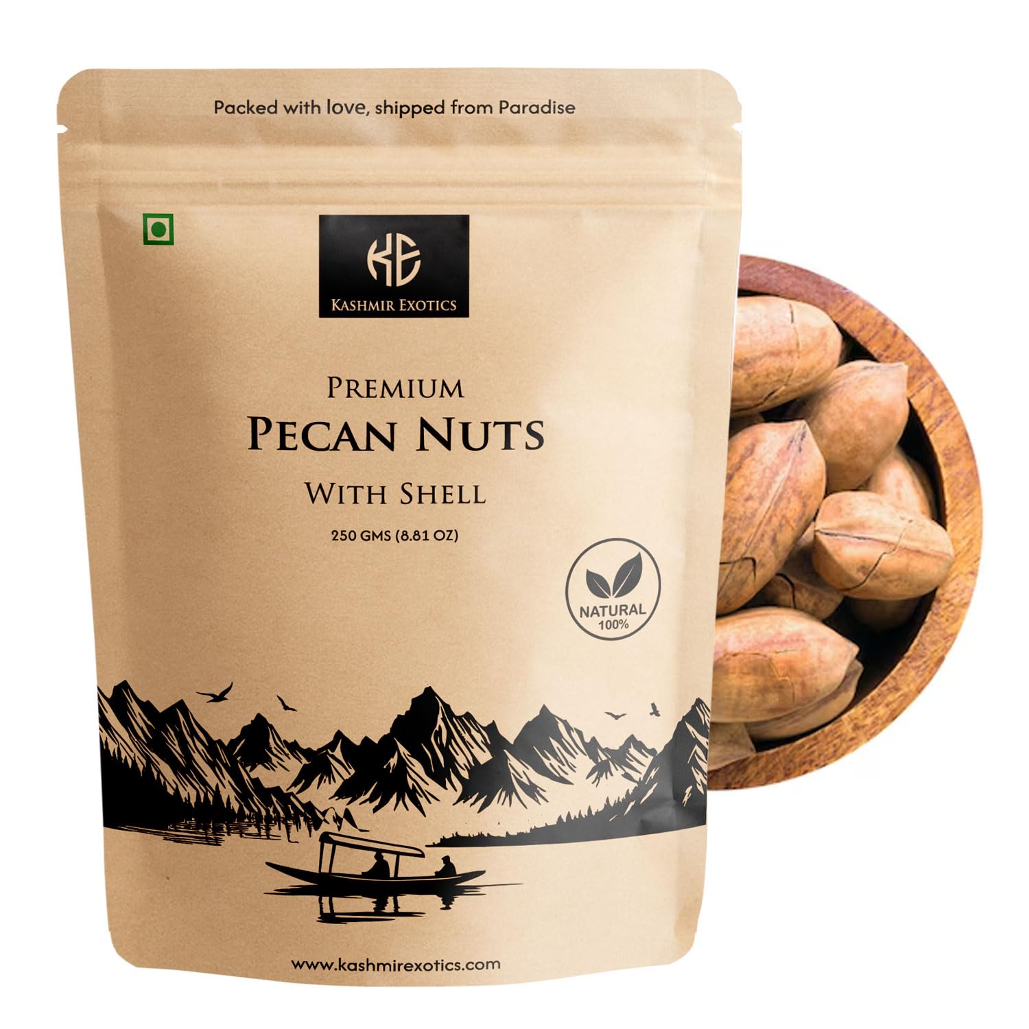 Kashmir Exotics Premium Pecan Nuts with Shell 250g – Whole Natural Nuts – Fresh, Crunchy & Healthy Snack – Rich in Protein, Fiber & Antioxidants-image-32