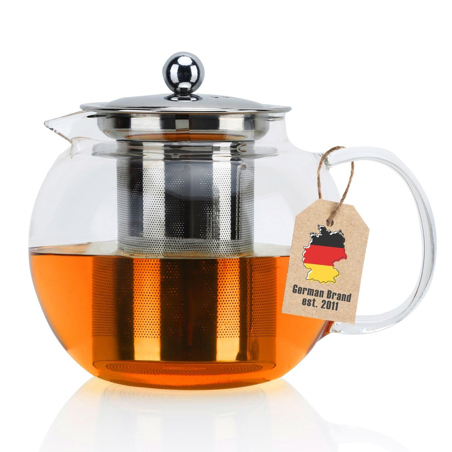 Intirilife Teekanne mit Filter in KLAR – 800ml Glaskanne aus Borosilikatglas mit Siebeinsatz hitzebeständig geeignet für heiße und kalte Getränke, Tee, Kaffee, Wasser uvm.