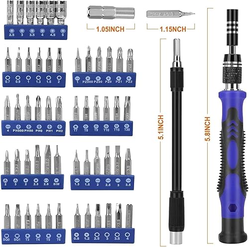 Miniatura 2 de Magnetic Screwdriver Set,60 in 1 Precision Screwdriver Set with 56 Bits Driver Kit, Electronics Repair Tool Kits for iPhone 14 Plus, iPad Tablets,