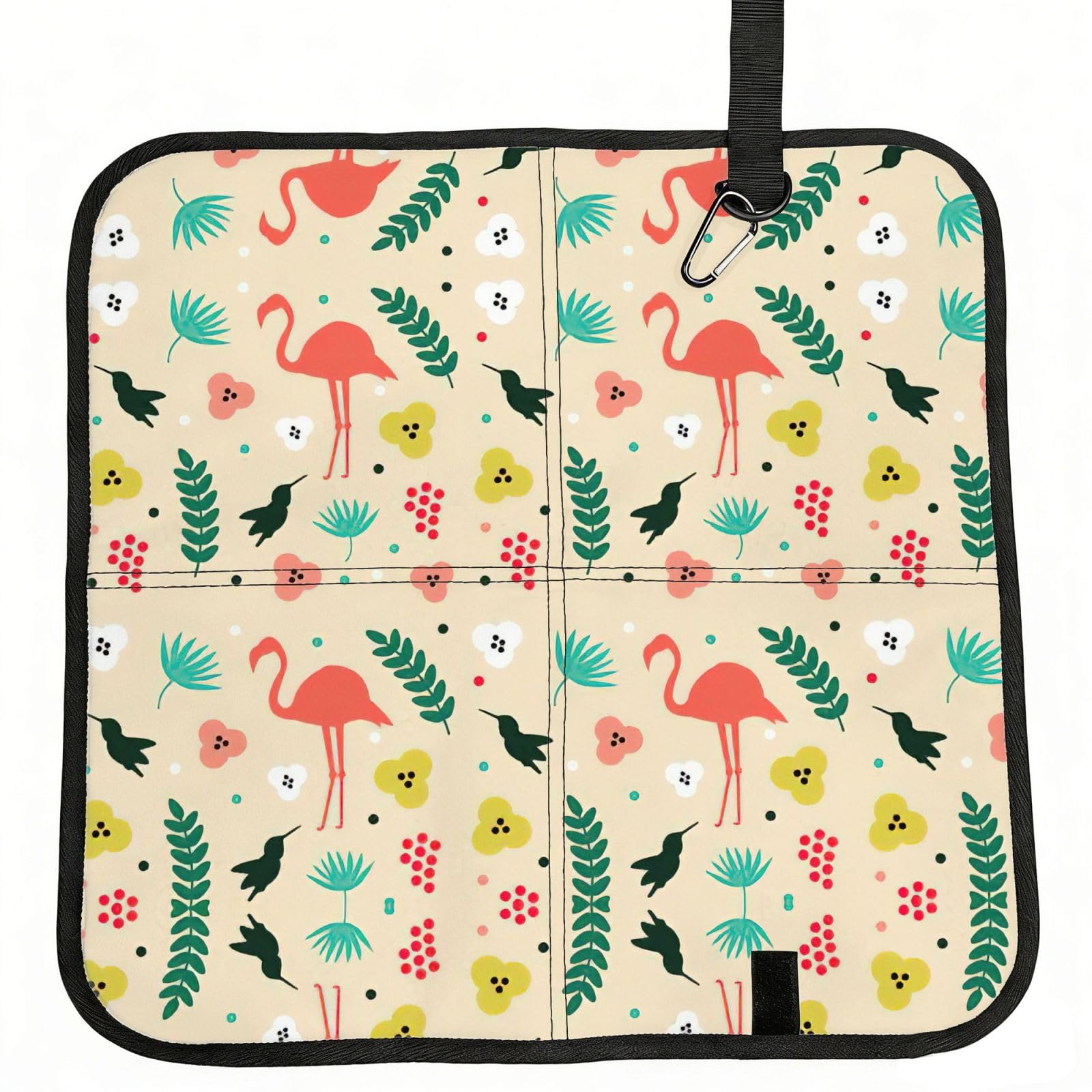 SDEGTHO Tropical Pattern Printed Foldable Seat Pad with Closure, Lightweight Cushion for Airplane Travel Camping