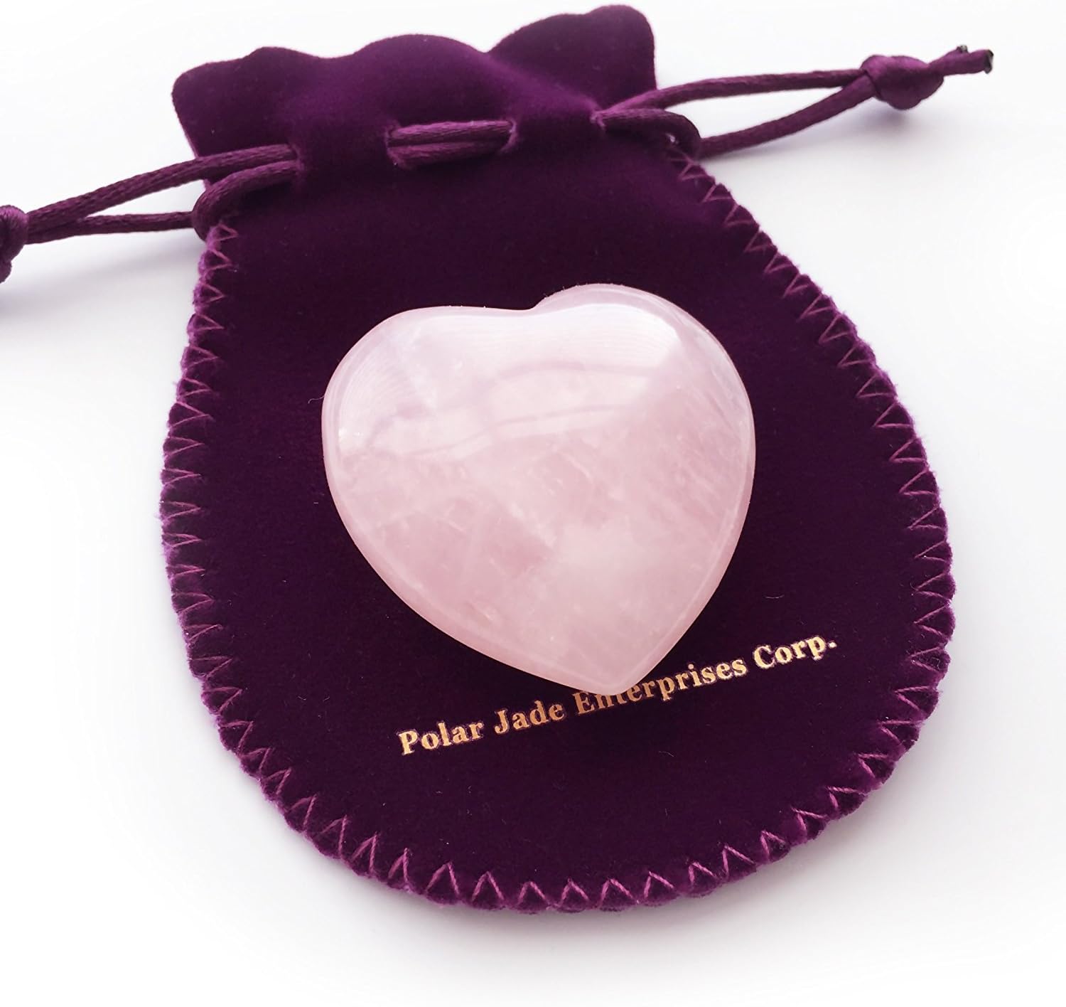Polar Jade Rose Quartz Heart Stone 45mm(1.8") Crystal Heart Chakra Healing, Reiki & Meditation