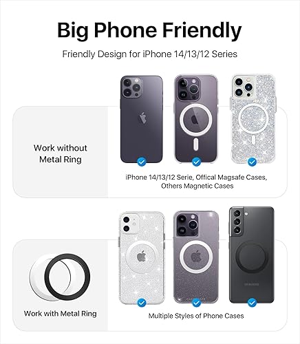 Miniatura 6 de Danmus Agarre magnético para teléfono (Easyfly 2.0) potencia magnética más fuerte Soporte de anillo de dedo de gimnasio compatible con Pop Sockets,