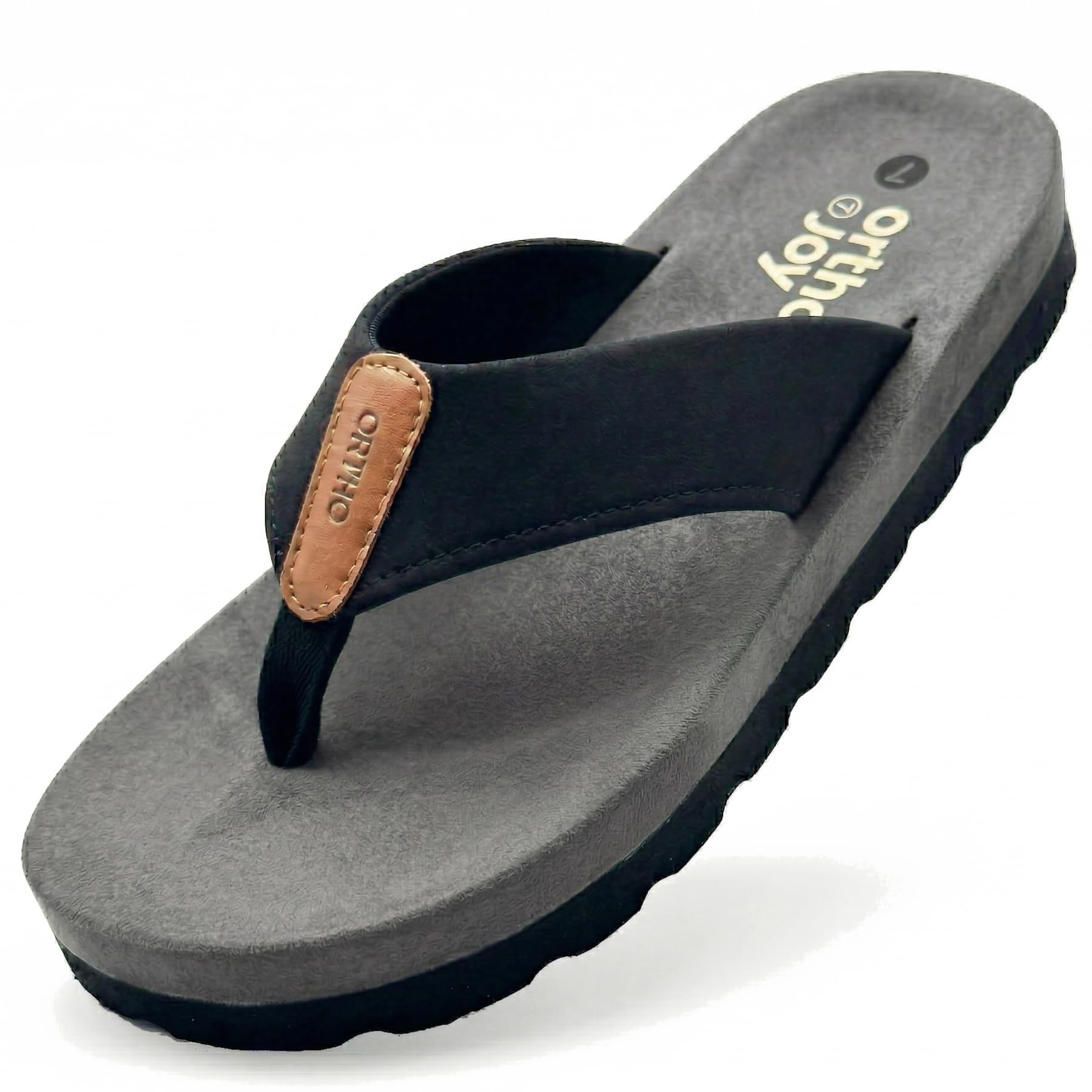 ORTHO JOY Men’s Orthopedic Flip Flop Sandals, Gray Grey - Image 1