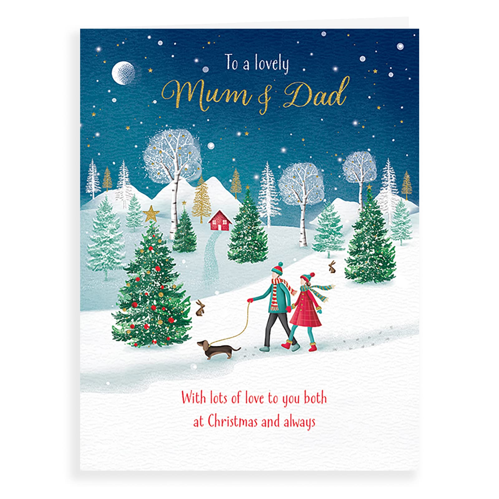 Piccadilly Greetings Character Christmas Card Mum & Dad - 8 x 6 inches