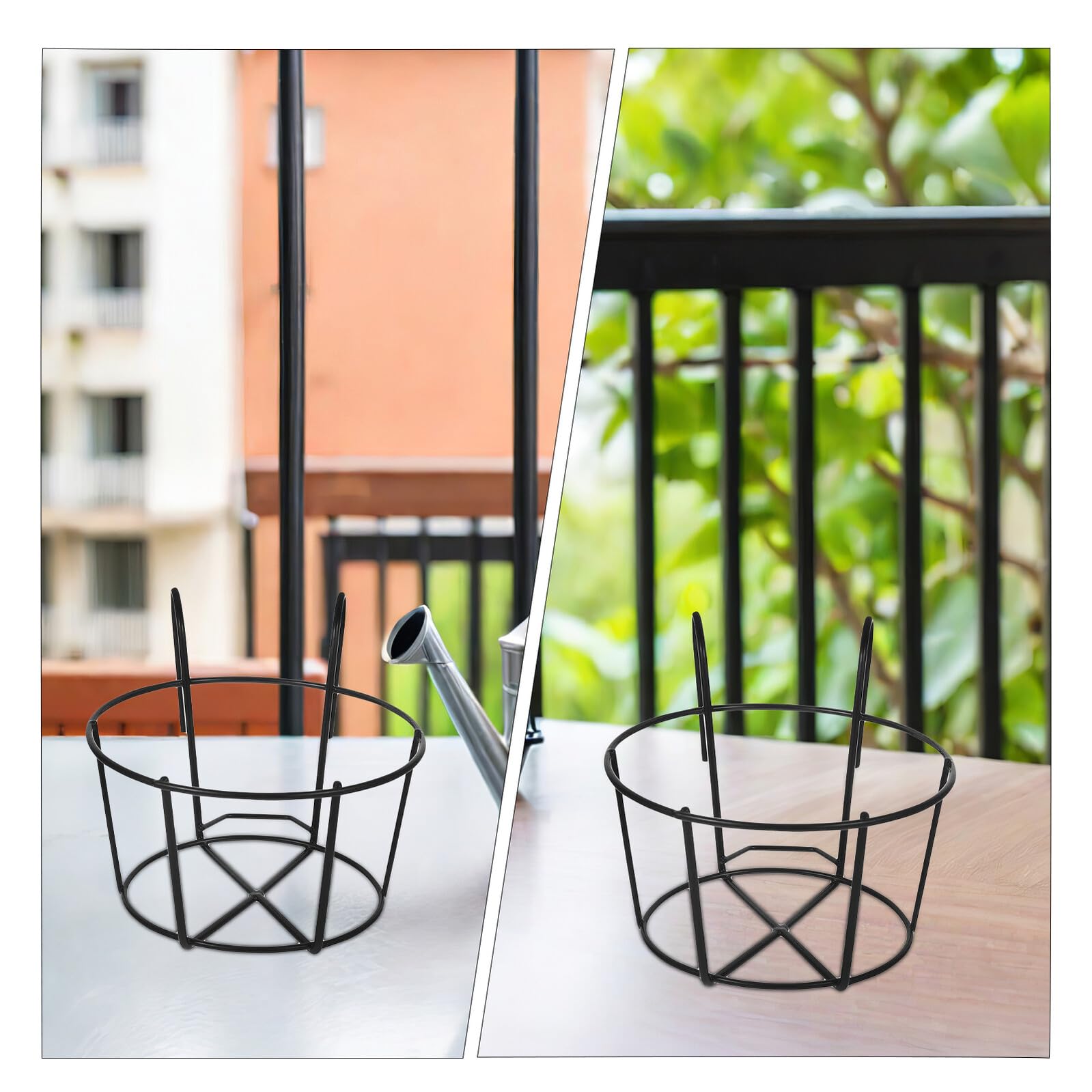 BESPORTBLE 3 Pièces Support de Jardinière Suspendu Métal Robuste Porte-Pots Rond pour Balcon et Clôture de Supports pour Suspension Extérieure et Optimisation Espace