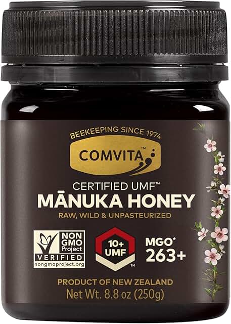 Comvita Certified UMF 10+ (MGO 263+) Raw Manuka Honey, Non-GMO Superfood, 8.8 oz