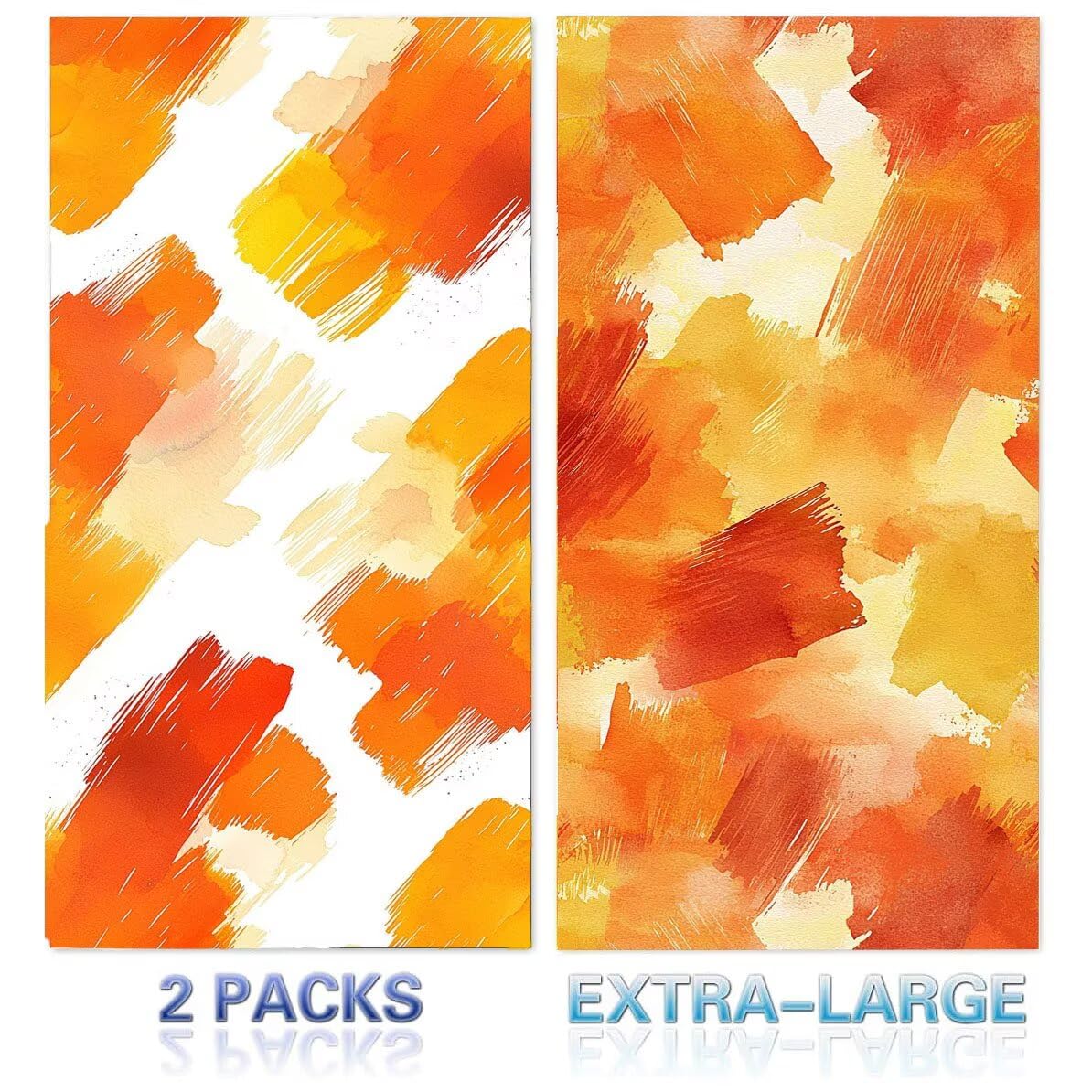 Strandtuch XXL 2er Set 80 x 160 cm, Groß Schnelltrocknendes Mikrofaser Handtuch, Sandfrei Badetuch, Summer Must Haves, für Damen Herren Reise Urlaub Sauna, mit Tasche (Orange Nordeuropa) B-236