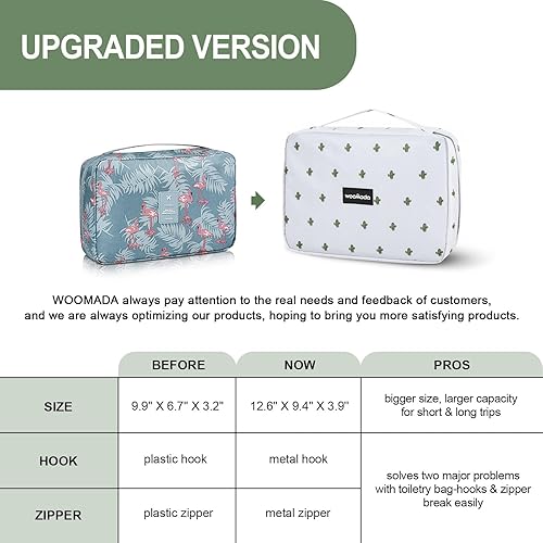 Miniatura 3 de WOOMADA Neceser con gancho para colgar, bolsa de aseo de viaje, bolsa de maquillaje de viaje, organizador de cosméticos para juego de cepillos,