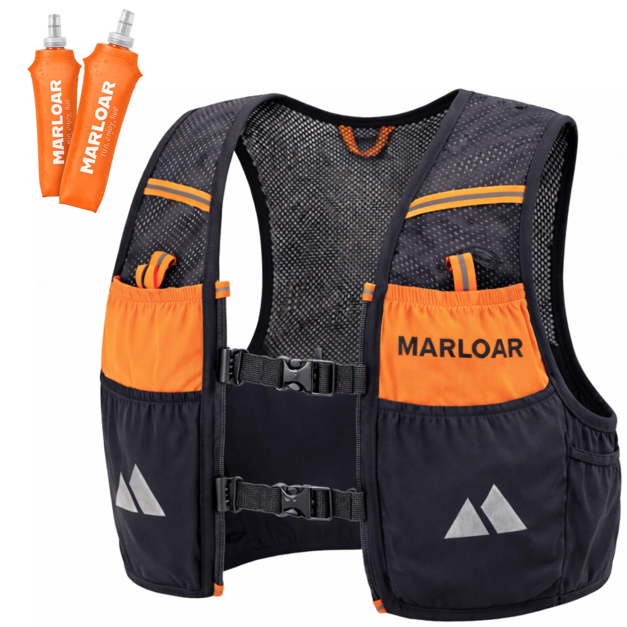 MARLOAR Zaino Trail Running con 2 Soft Flask – Gilet Idratazione Ultraleggero e Traspirante per Corsa, Trail ed Escursionismo – Vestibilità Stabile