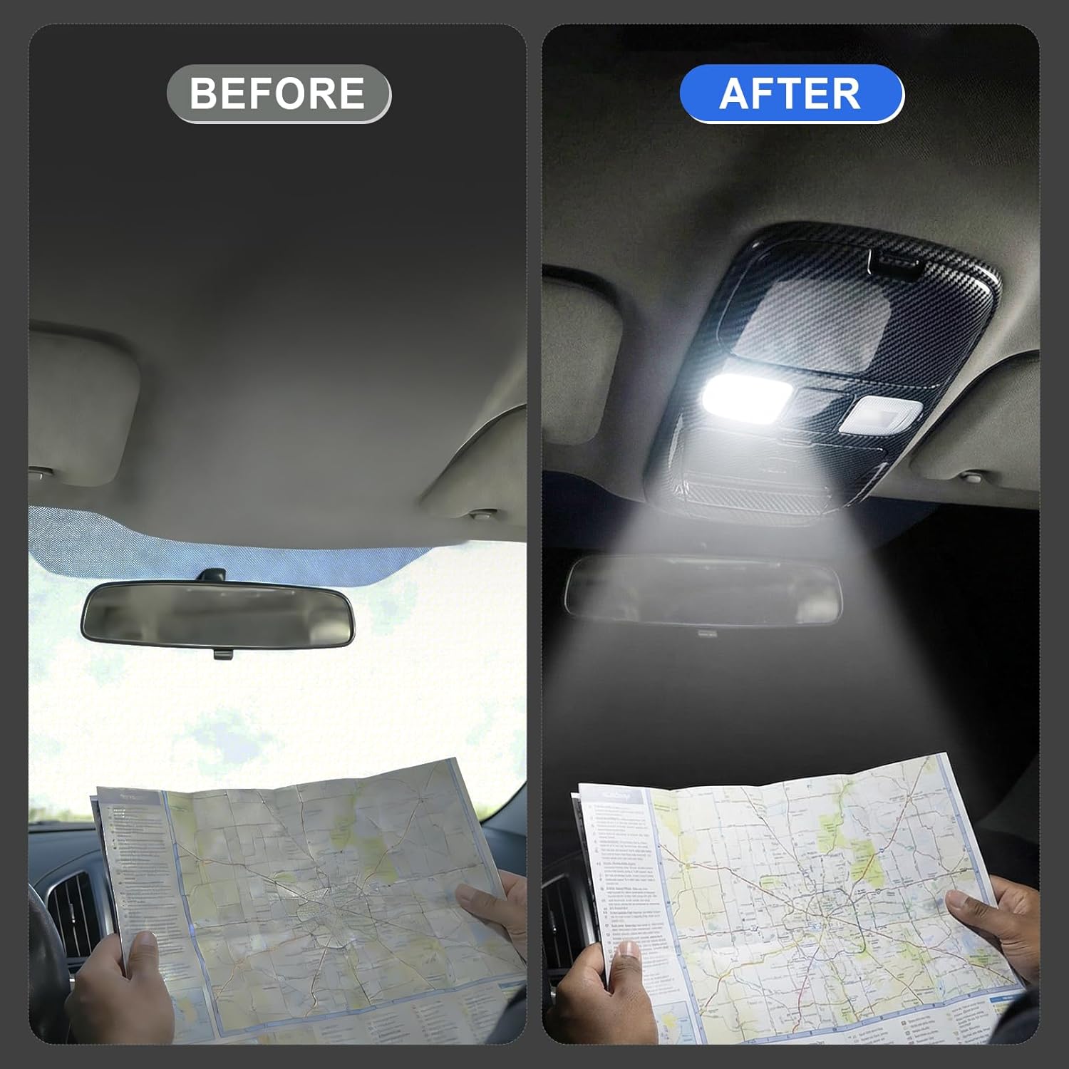 GearUp LED Overhead Console Assembly Compatible with Dodge Ram 1500 2500 3500 1998-2002 Cab Interior Ceiling Dome Reading Light Replace 5013609AA L0021202 SN96TL2AA SN94TL2AA