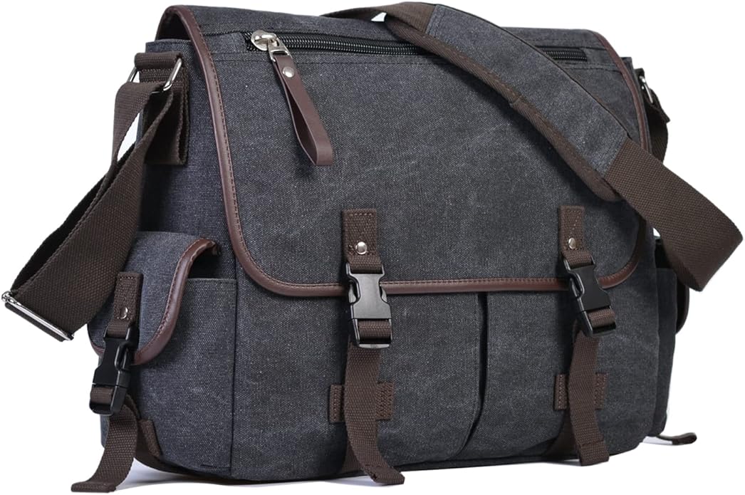 Maletín para Laptop 15.6 Pulgadas, Bolso Bandolera de Lona miniatura 7