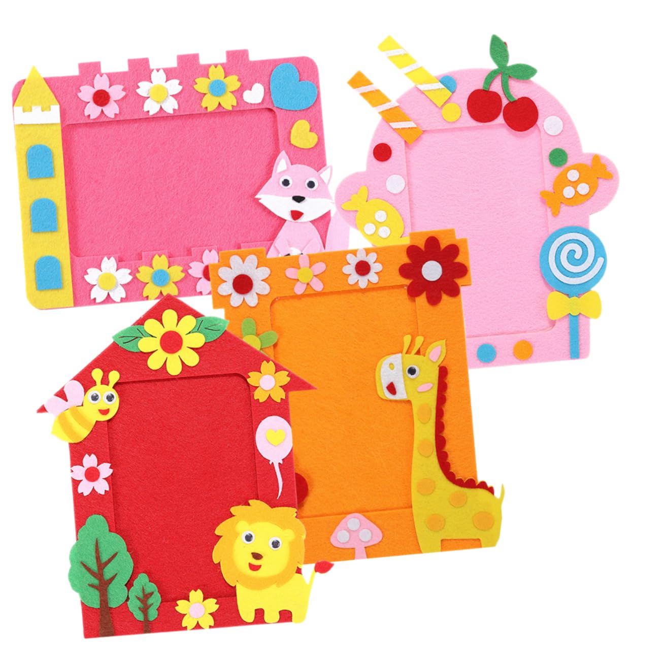 MAGICLULU Diy Photo Frame 4pcs Non-woven Handmade Frame Kids Craft Preschool Kindergarten Classroom Decor