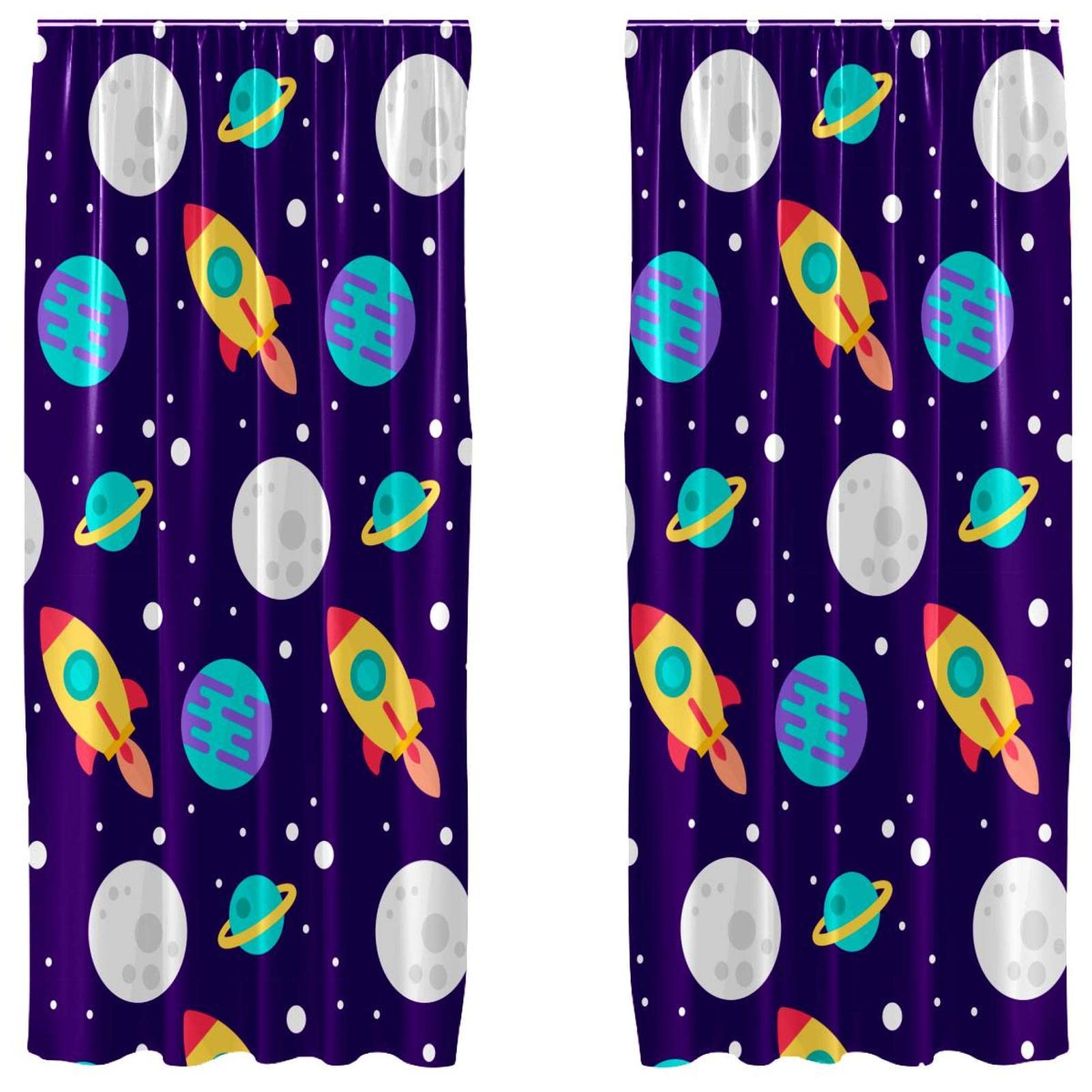 Rideaux occultants espace en microfibre 140x213cm pour chambre d'enfant