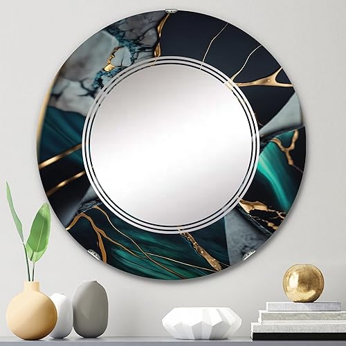 Miniatura 9 de Espejo de pared de mármol abstracto, Espejo moderno ovalado, Espejo de baño verde redondo, Espejo de tocador de mármol abstracto Geoda verde