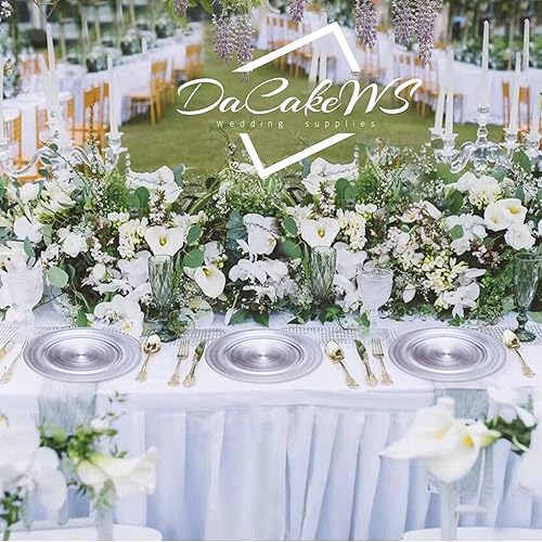 Miniatura 9 de Silver Reef - Juego de 10 platos de carga florales de plástico de 13 pulgadas, para boda, cena, boda, fiesta, evento, decoración (arrecife plateado