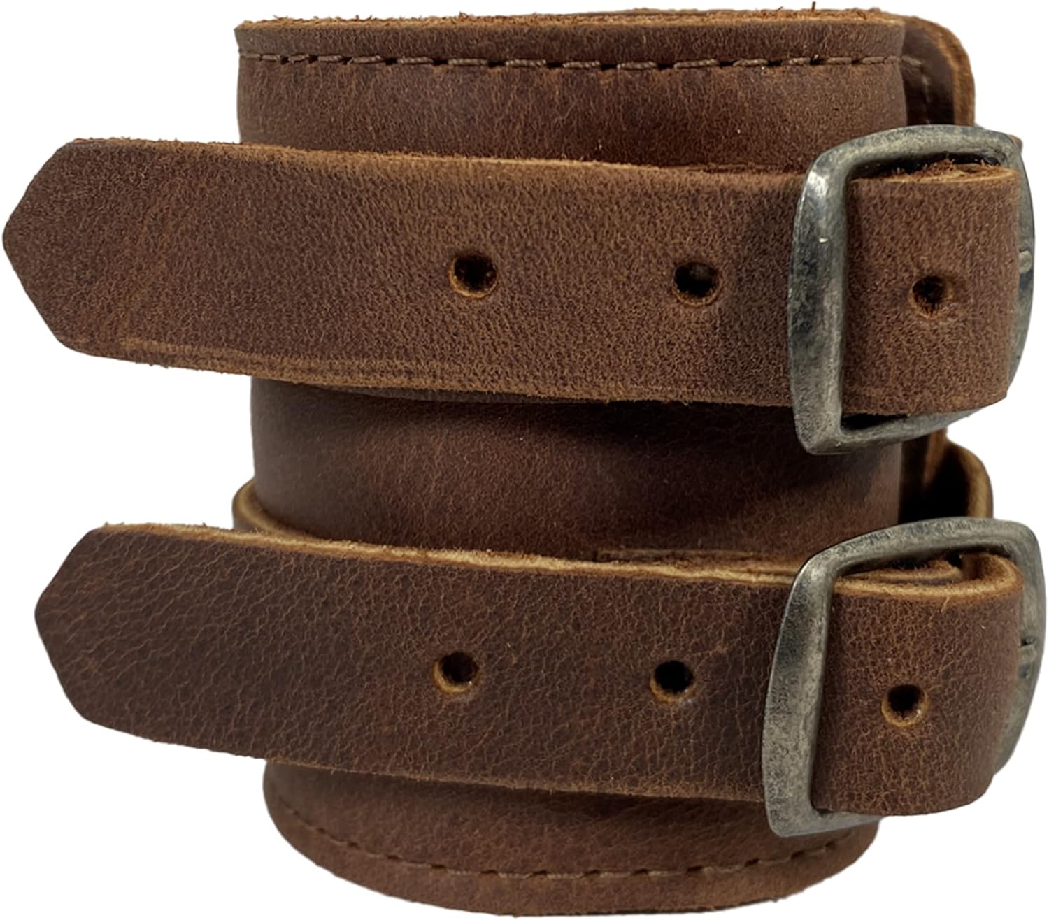 Hide & Play, Stylish Wrist Wallet Cuff Handmade from Full Grain Leather - Hidden Pocket for Cash, Safe Wallet for Travelers & Bikers - Wristband with Secret Pouch - Bourbon Brown