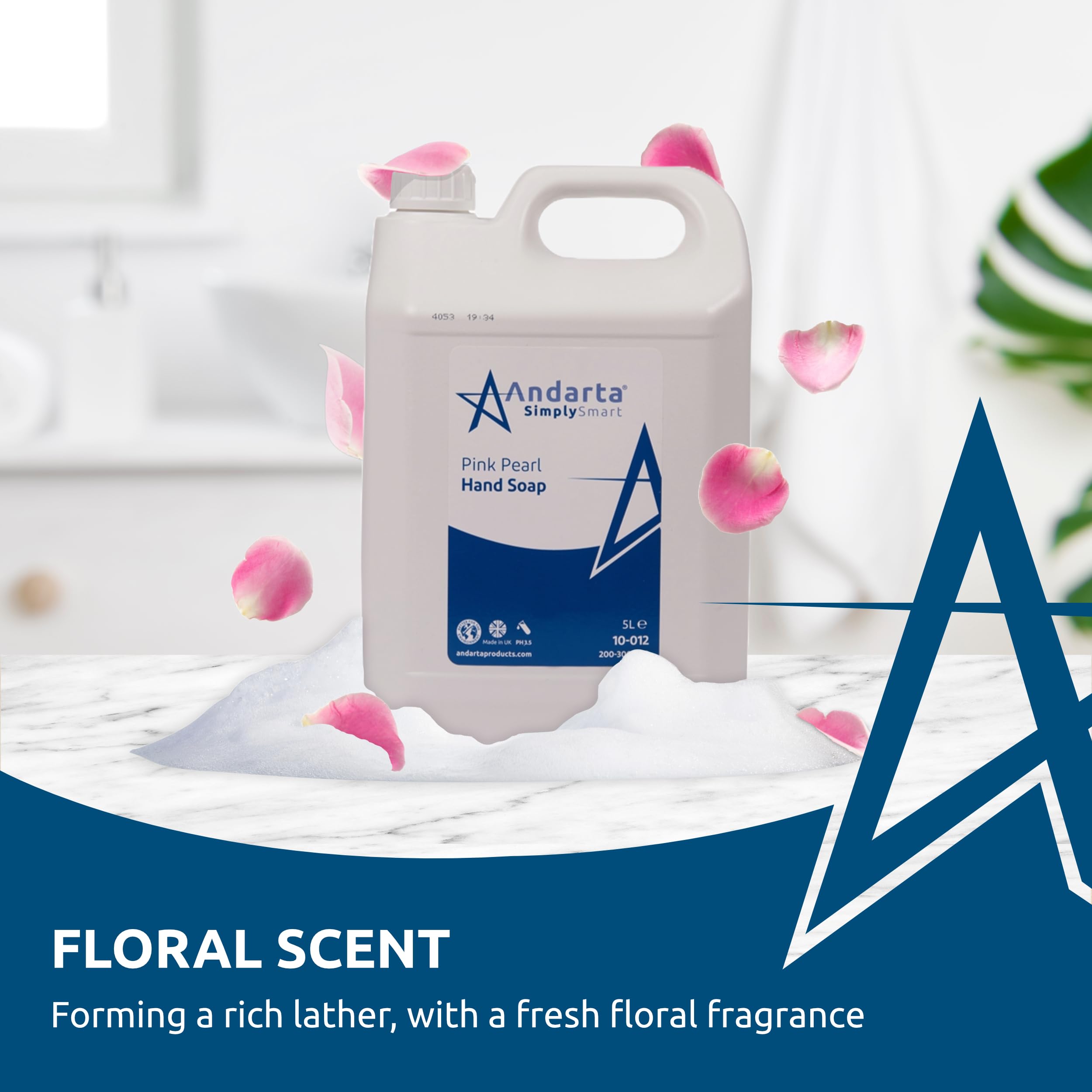 Andarta Pink Pearl Lot de 2 savons pour les mains 5 l Parfum floral et hydratant Convient pour les distributeurs de savon en vrac