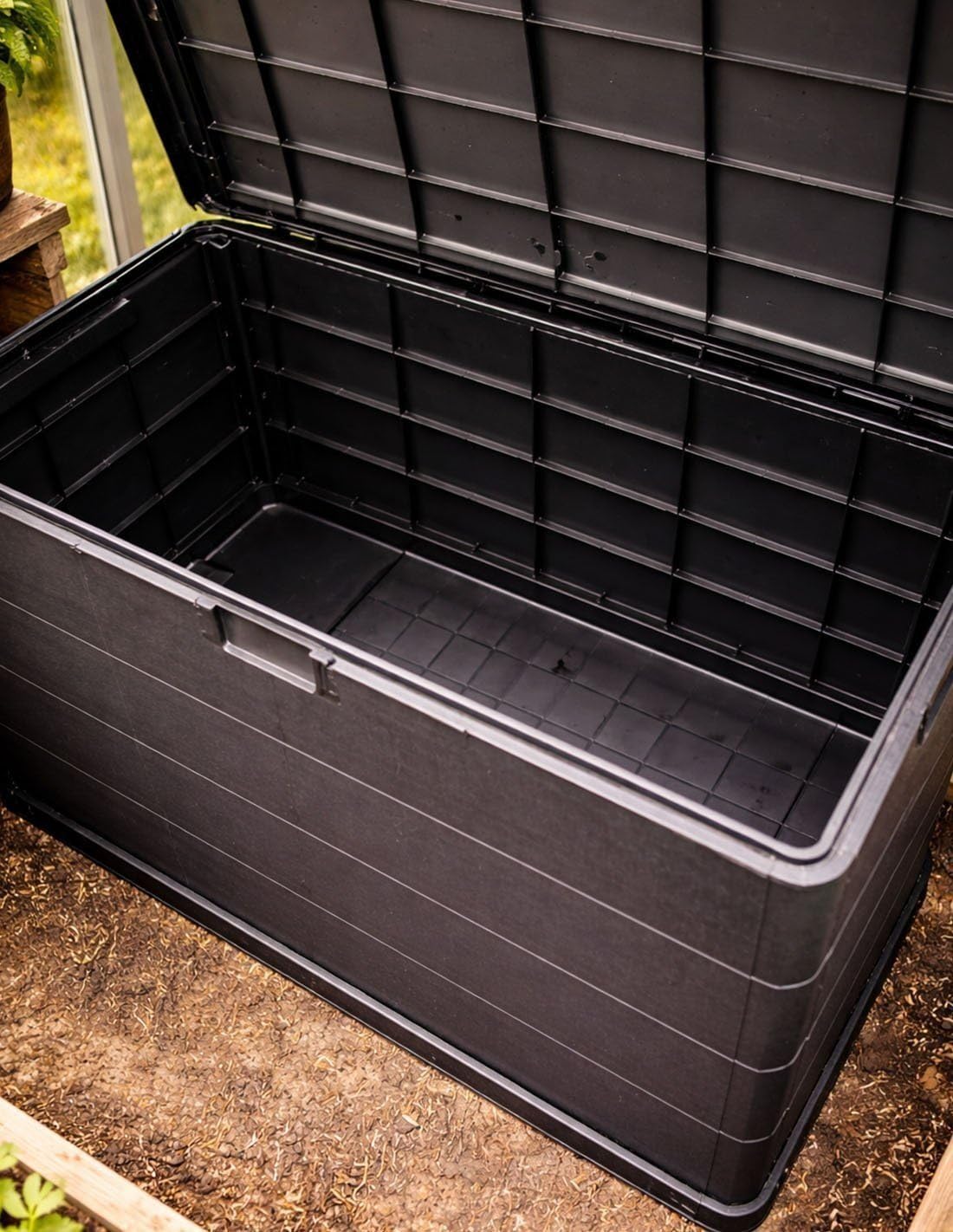 Jardin202 - Baúl Exterior Grande 170L / 340L de Resina para Jardín y Terraza | Arcón de Almacenaje | Impermeable | Resistente UV | Antracita | 340 L () | 340 L — view 8