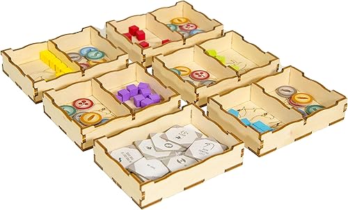 Miniatura 5 de The Broken Token Organizador de juegos compatible con Wingspan, caja organizadora de juegos de madera con múltiples bandejas